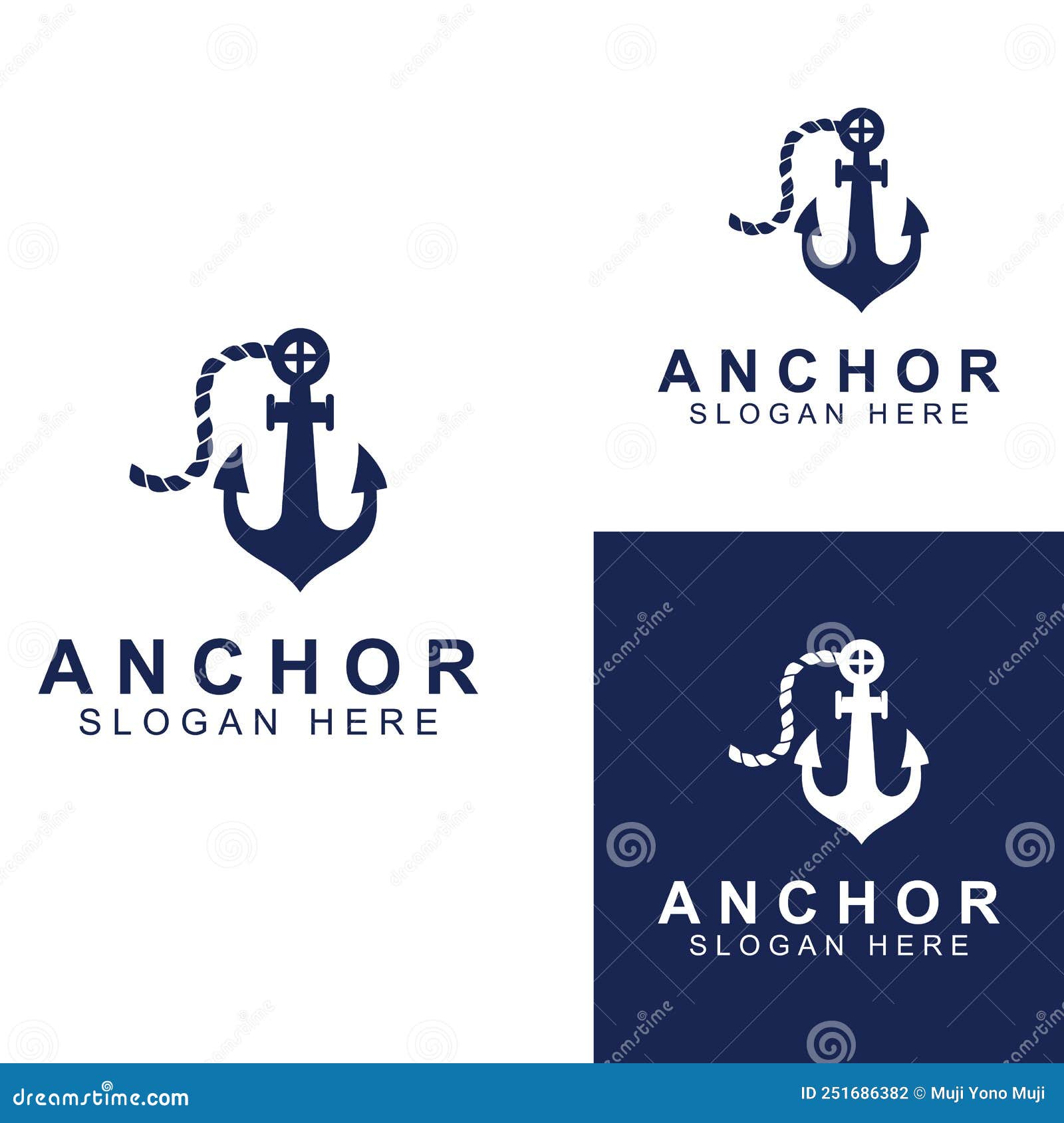 Logo and Anchor Symbol Design Vector Illustration Template Stock Vector