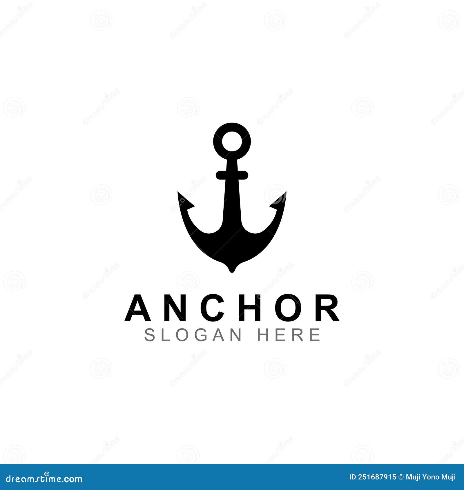 Logo and Anchor Symbol Design Vector Illustration Template Stock Vector