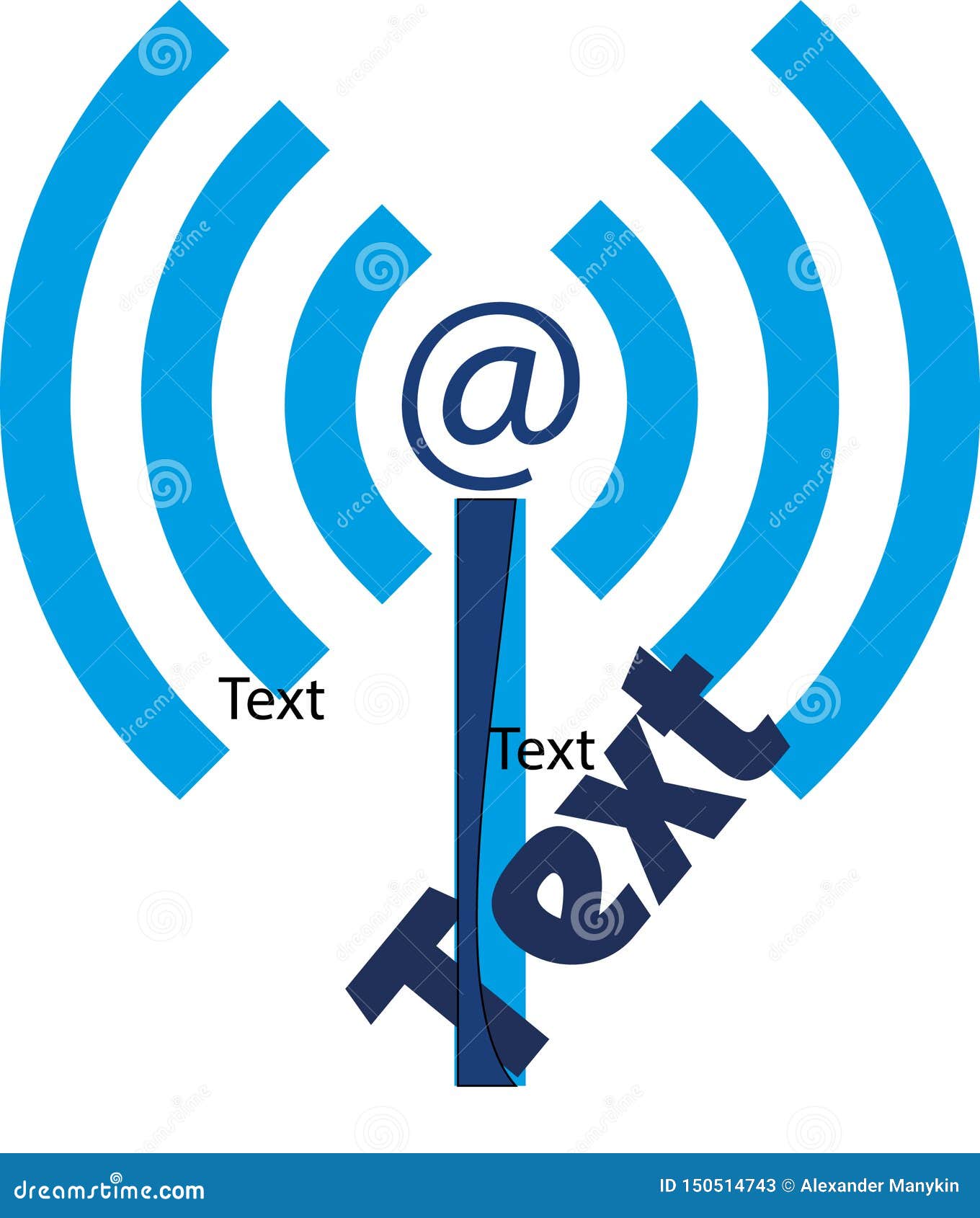 logo with antenna wifi, @ and stylized letter i.