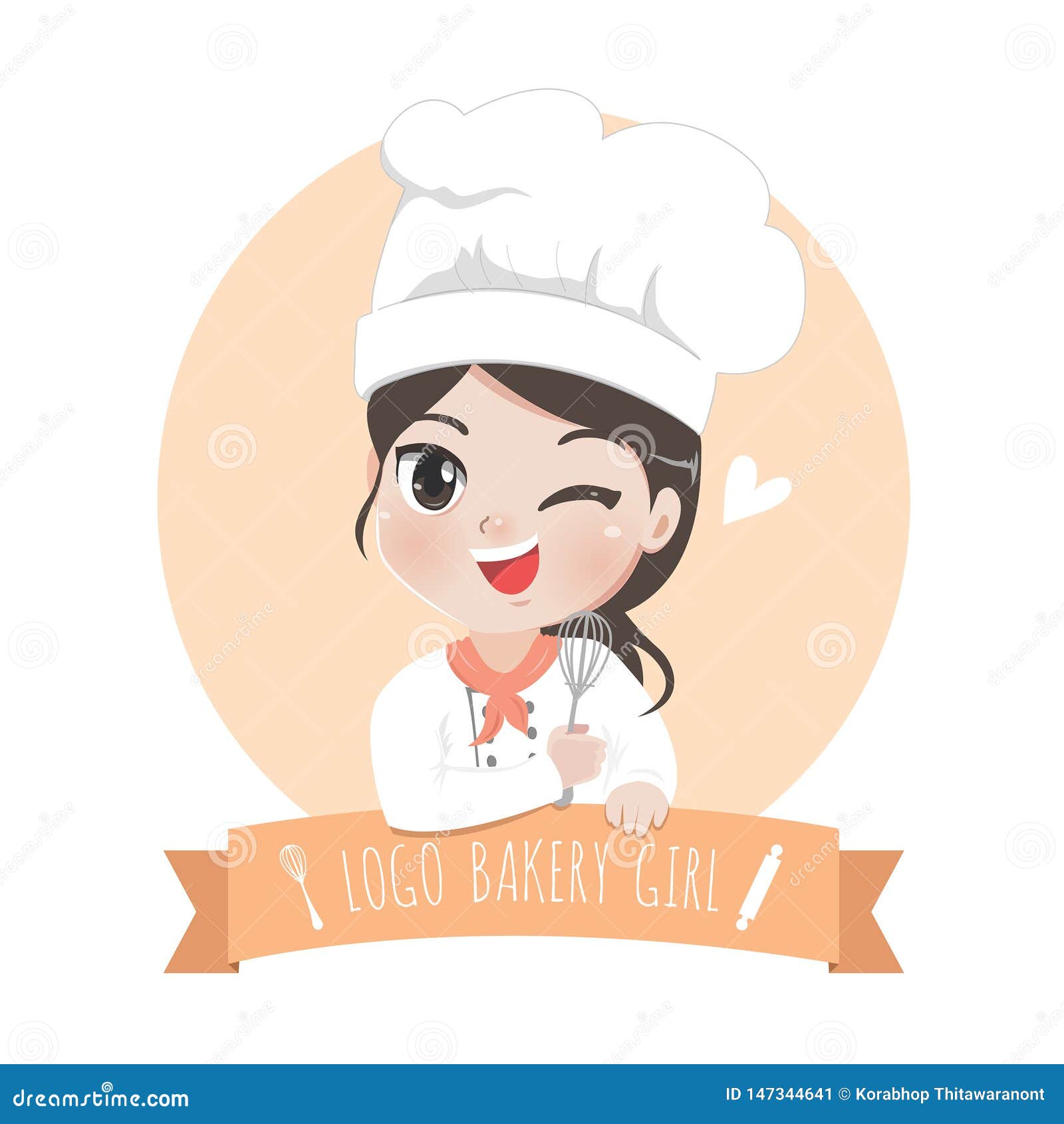 logo bakery girl sweet smile dessert.