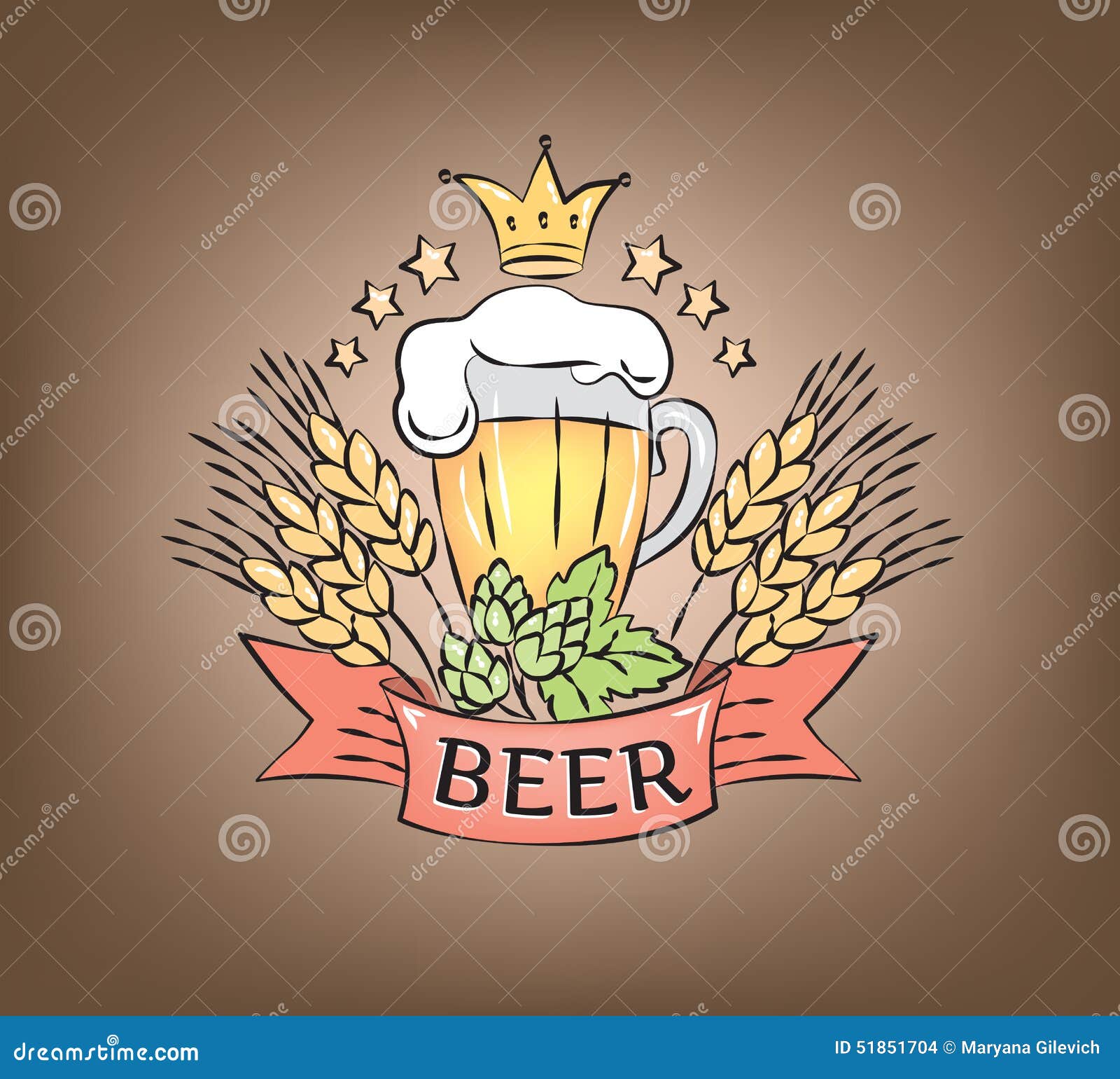 Logo beer stock vector. Illustration of abstract, ribbon - 51851704