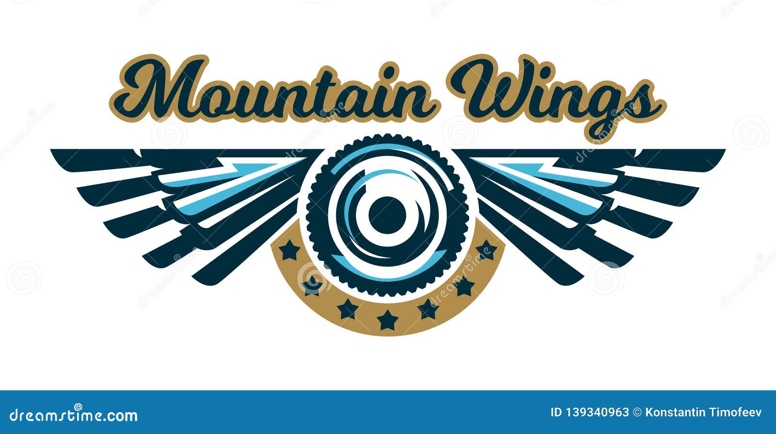 The Logo of a Bicycle Wheel and Wings. Mount, Eagle, Feathers, Angel