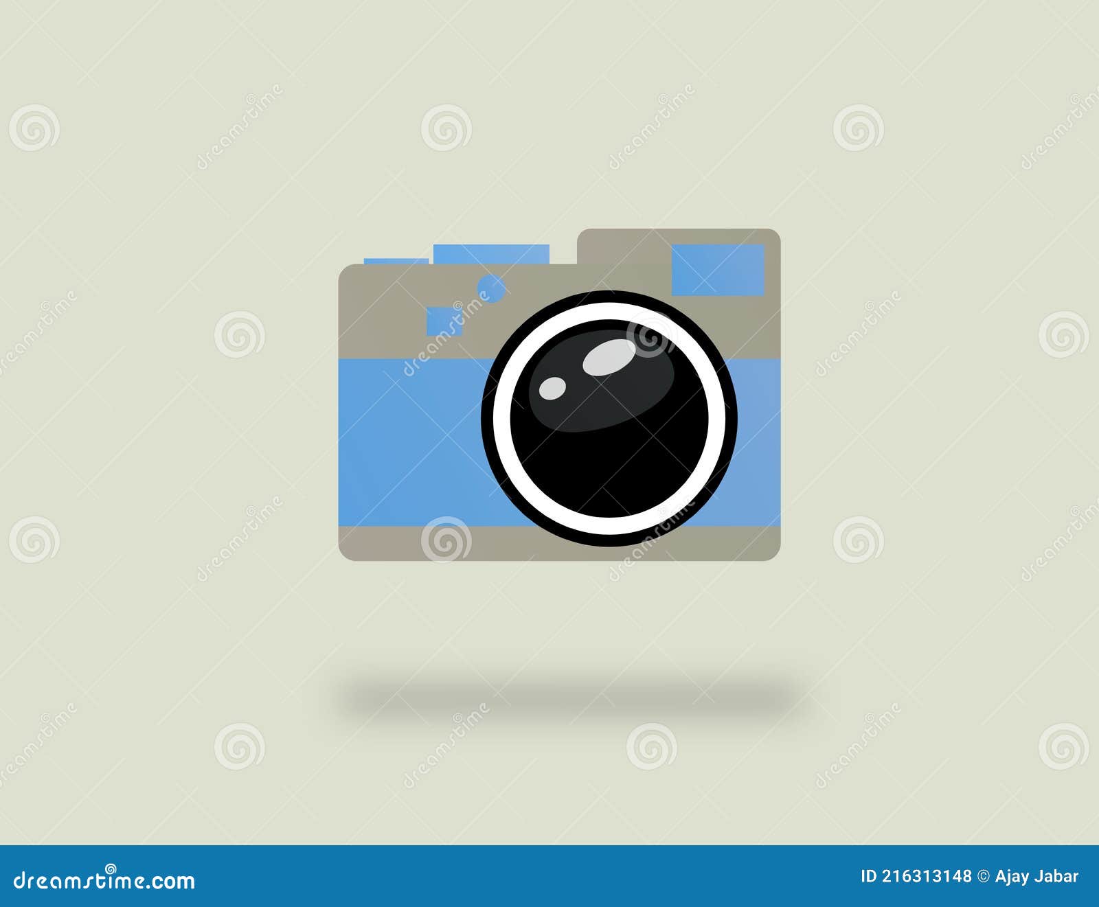 Black and Blue Camera Logo on Gray Background Stock Illustration