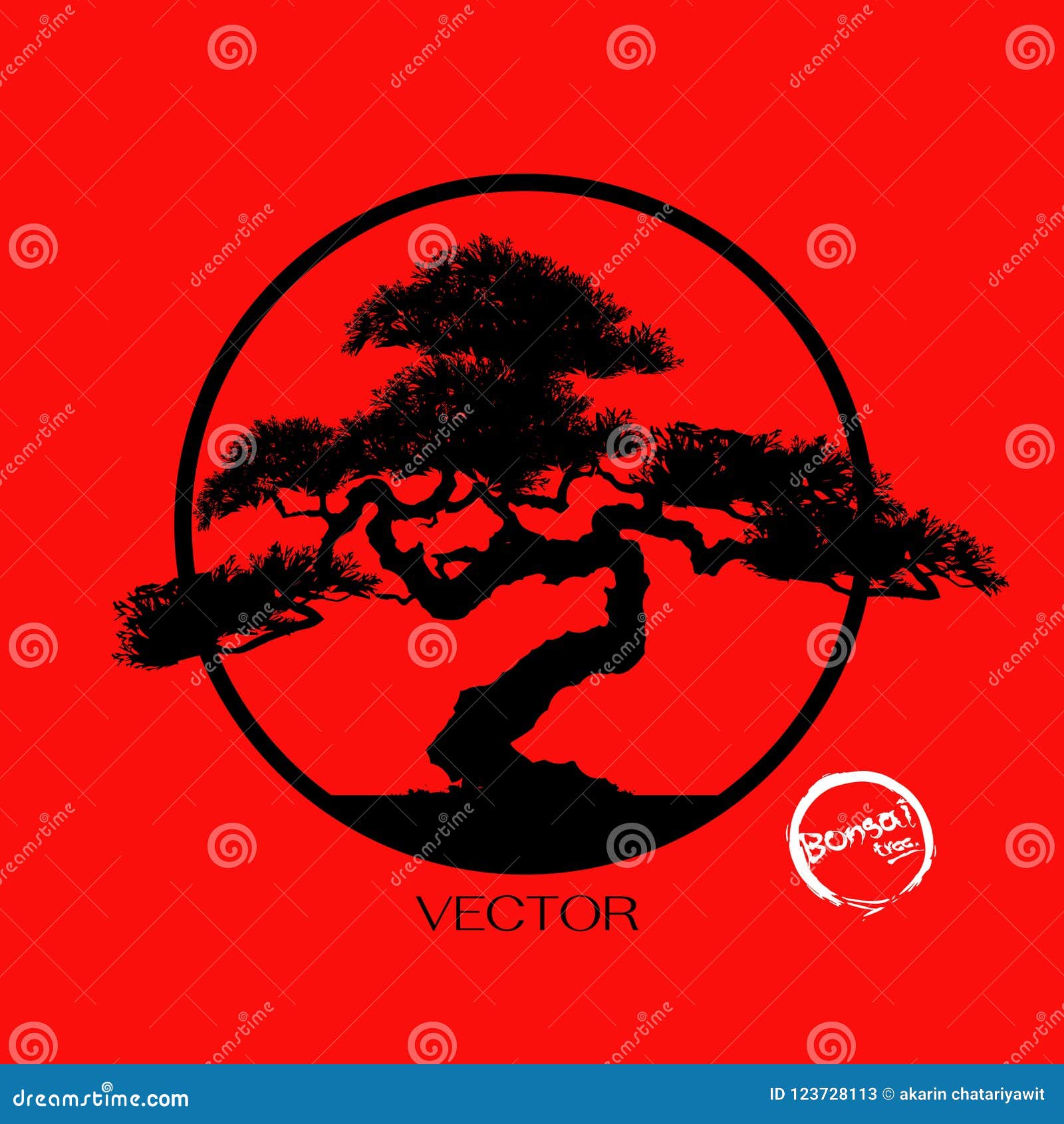 Logo of Bonsai Tree, Silhouette of Bonsai. Detailed Image, Vector