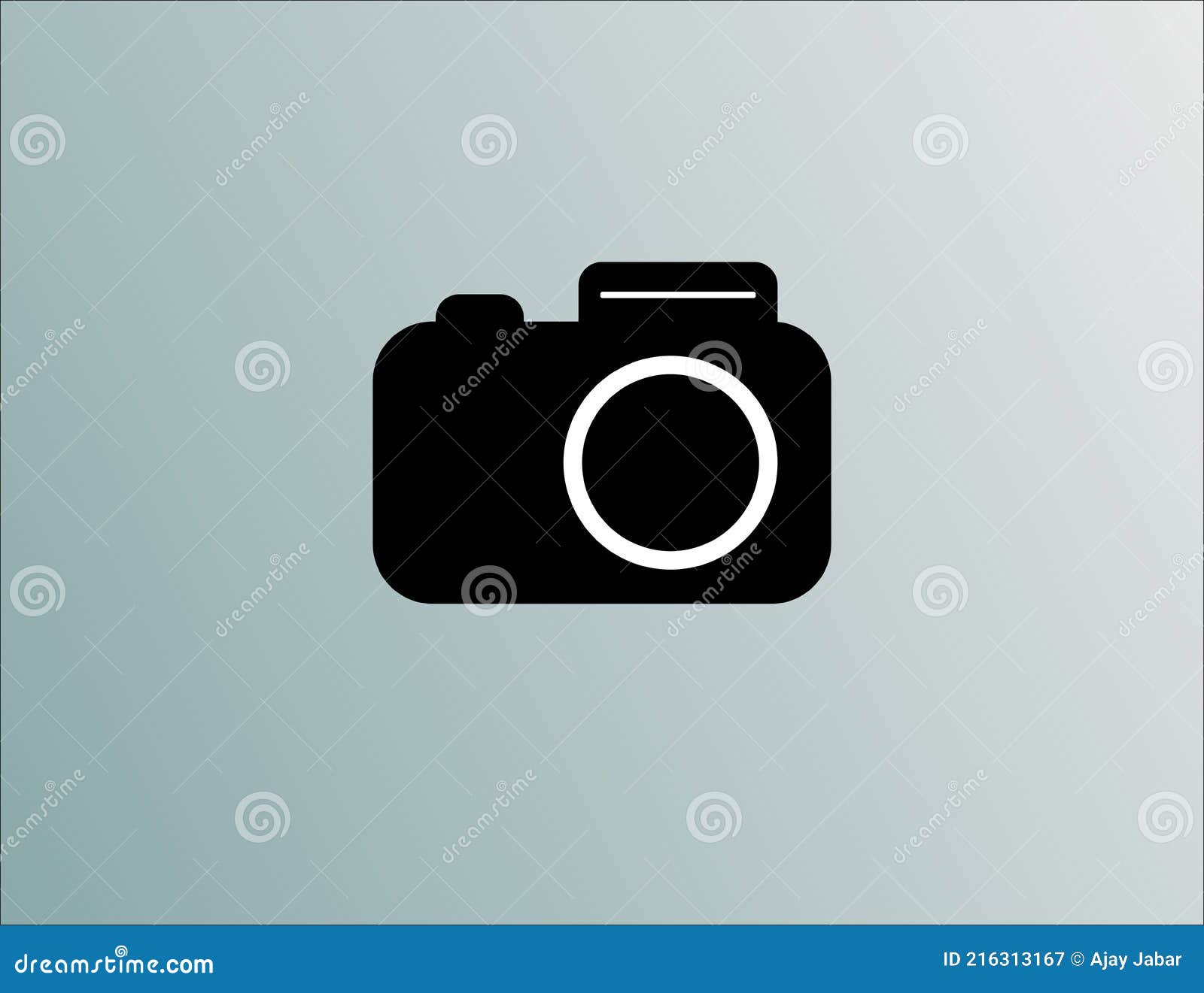 Black Camera Logo on Blue Background Stock Illustration Illustration