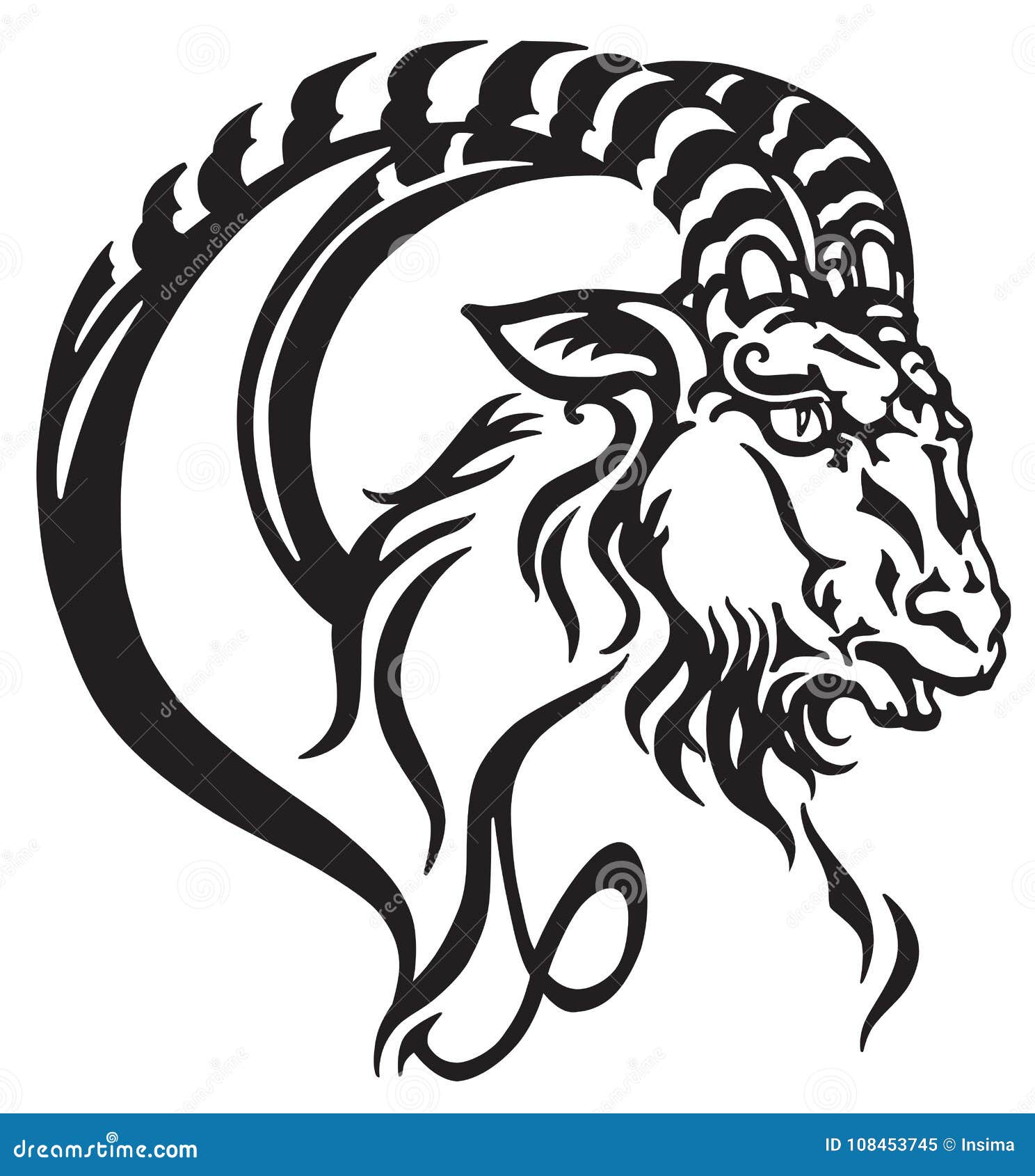 Logo of Capricorn Zodiac Sign Stock Vector - Illustration of tribal ...