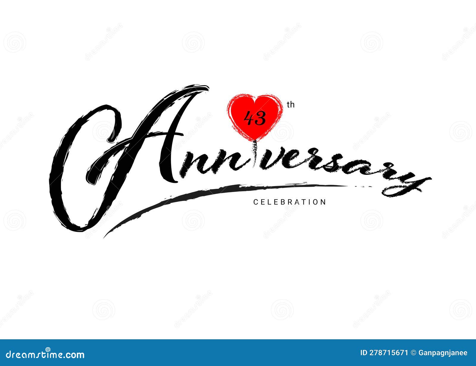 Logo Celebrativo Di 43 Anni Con Vettore Di Cuore Rosso 43 Logo Di ...