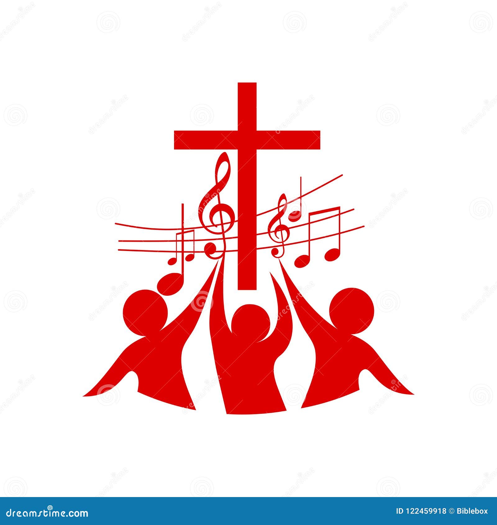logo of the church and ministry. believers in the lord jesus christ worship the lord and sing to him glory and praise.