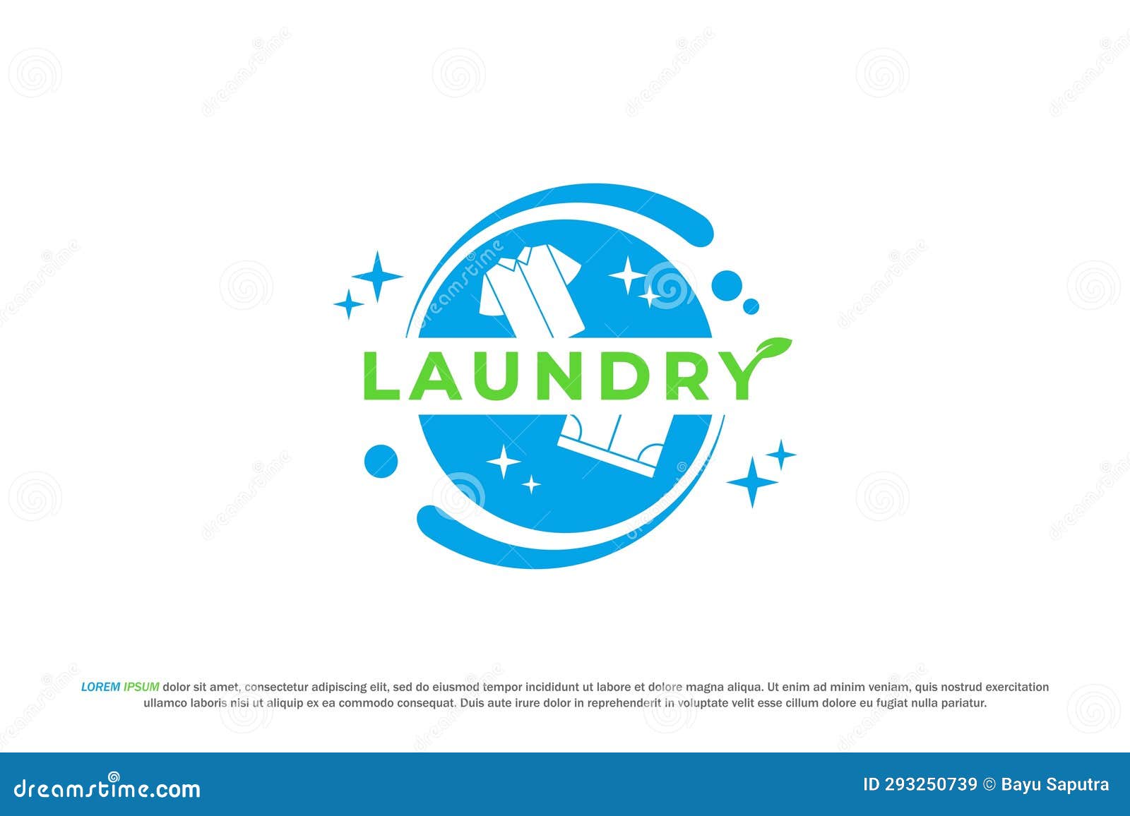 Logo Circle Laundry Clothes Swoosh Sparkle Bubble Stock Vector