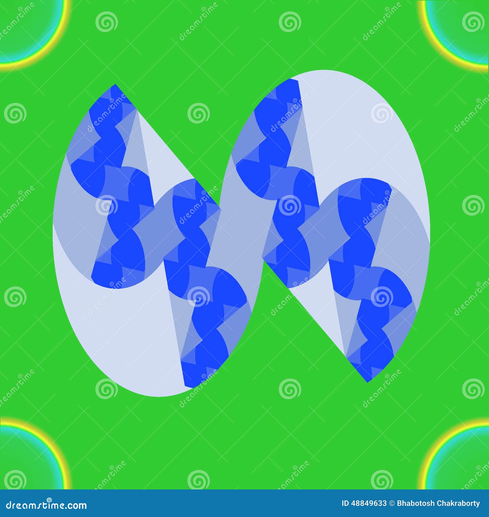 Logo with Corner Rainbow and Green Background Stock Illustration