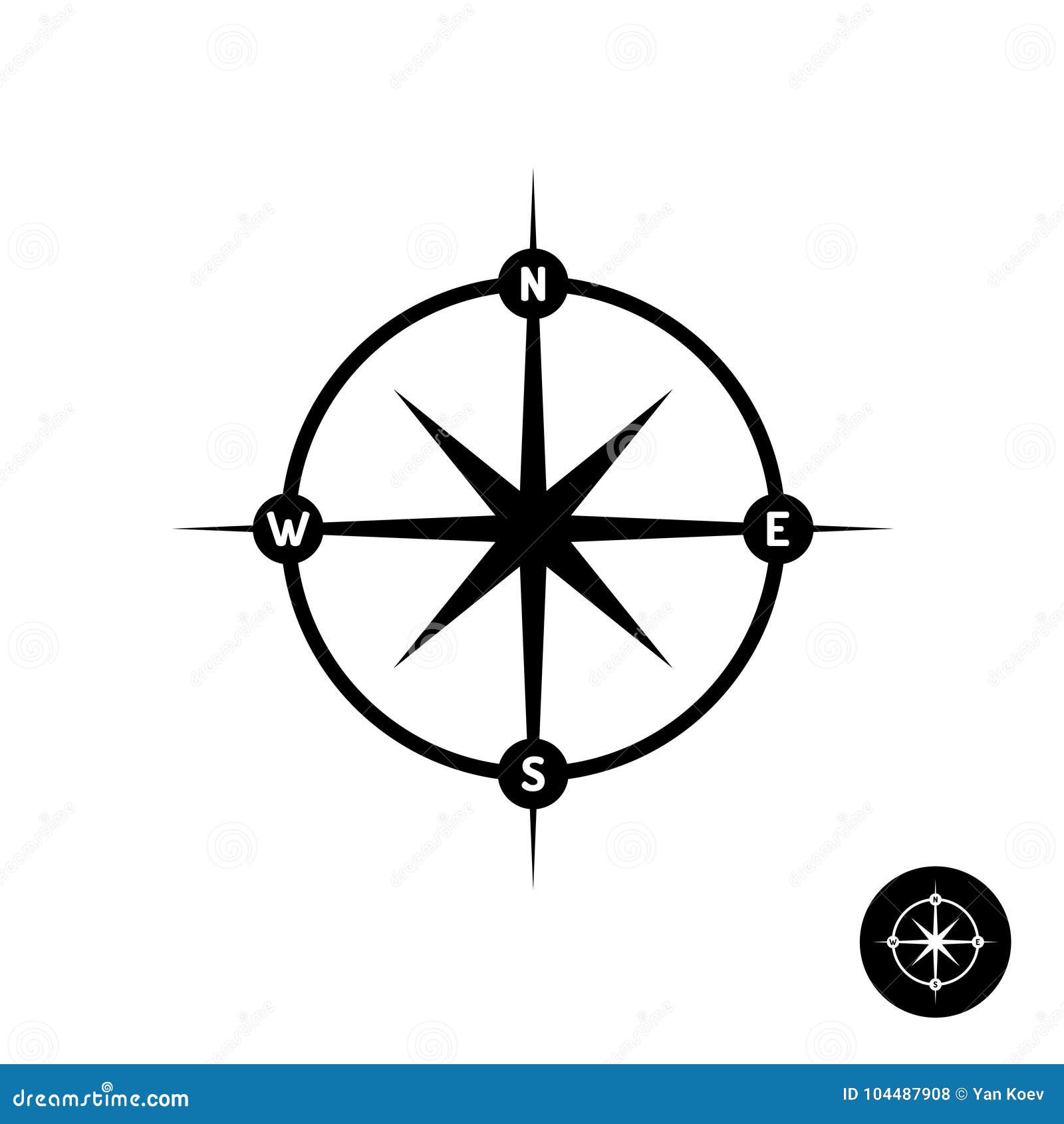 Logo D'étoile De Rose De Vent Avec Les Lettres De Titre Et Le