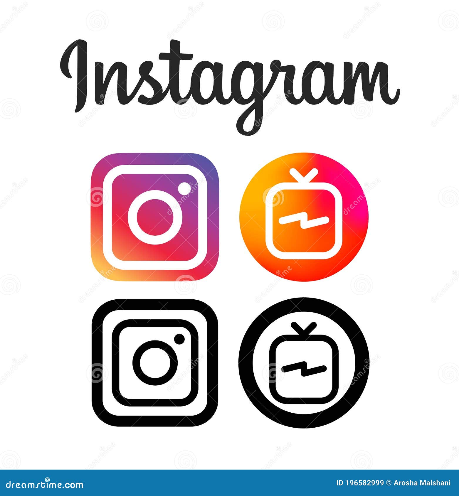 Logo De Instagram E IGTV Aislado Sobre Fondo Blanco Imagen de archivo  editorial - Ilustración de cuadrado, mejor: 196582999