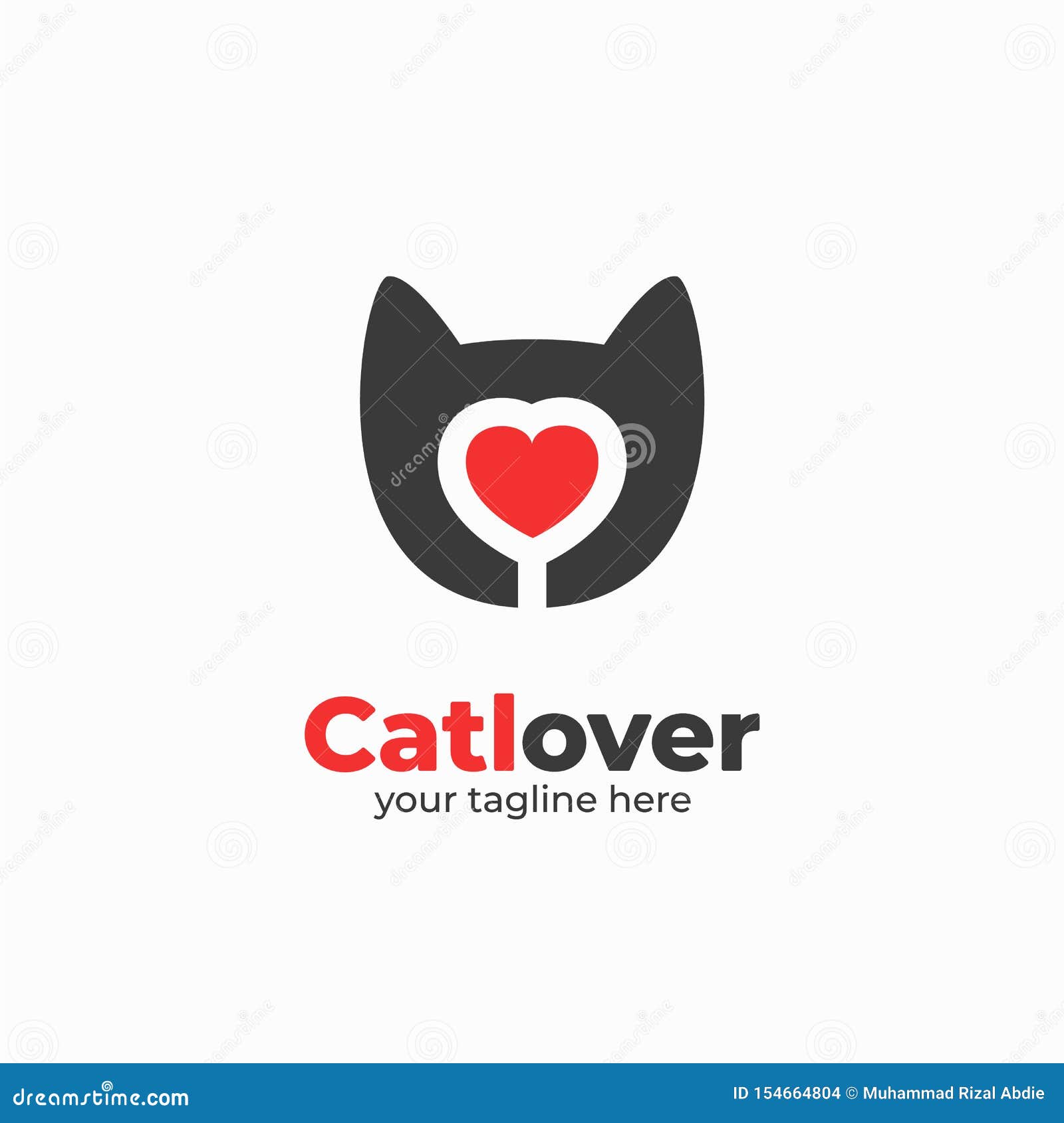 Logo De L Amoureux Des Chats Avec Silhouette De La Tete De Chat Et Icone De L Amour Rouge Logo Bon Pour L Atelier D Animaux De Co Illustration De Vecteur Illustration Du Adorable Soin