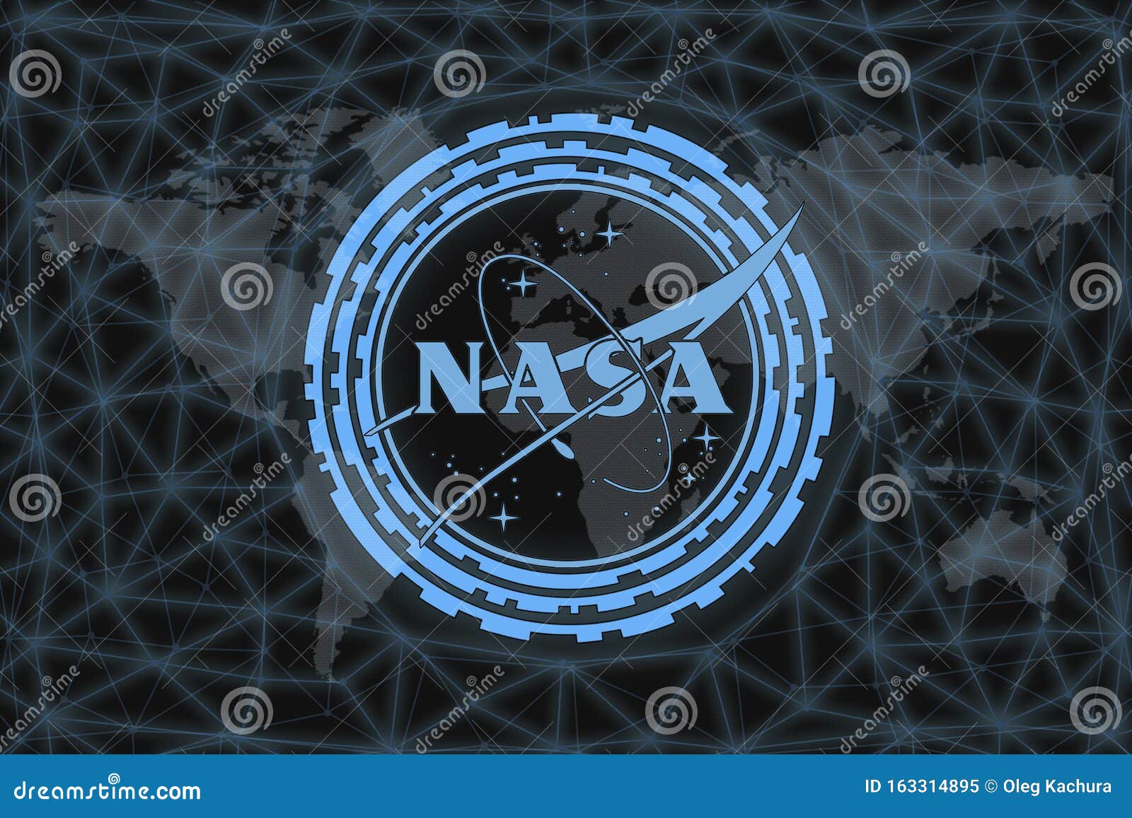 Logo De La NASA, En Un Fondo Negro Con Un Mapa Mundial Y Una Red El  Concepto De Exploración Espacial Imagen editorial - Ilustración de  insignia, espacio: 163314895