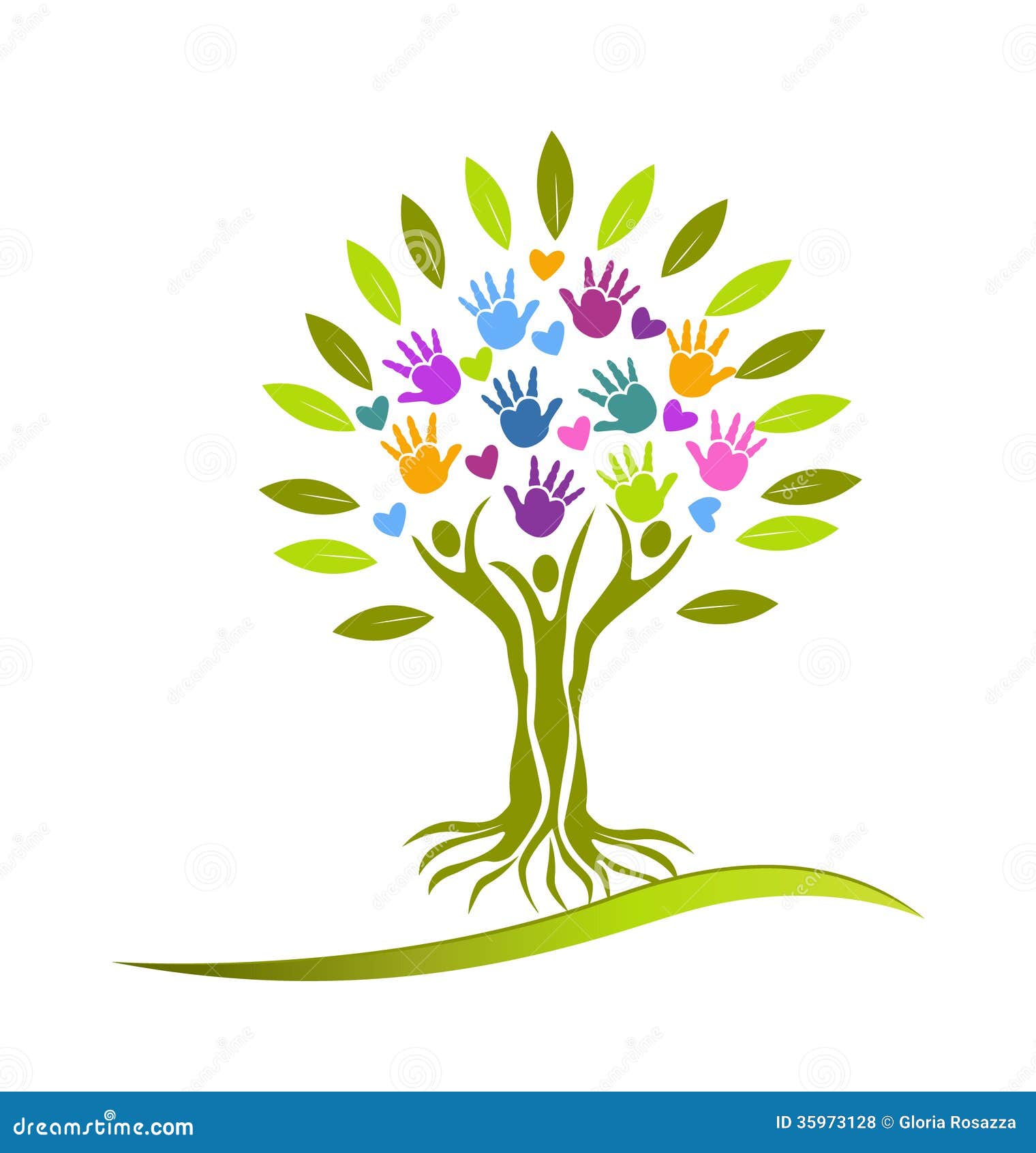 logo de mains et de coeurs d arbre