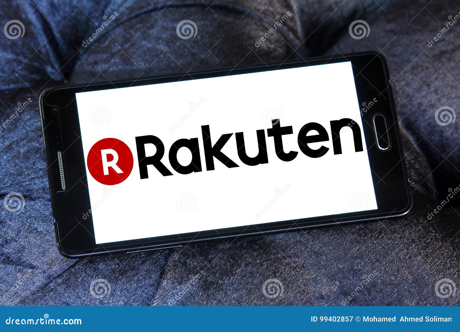 Logo de société de Rakuten sur le mobile de Samsung Rakuten est un commerce électronique et une société japonais d'Internet basée à Tokyo