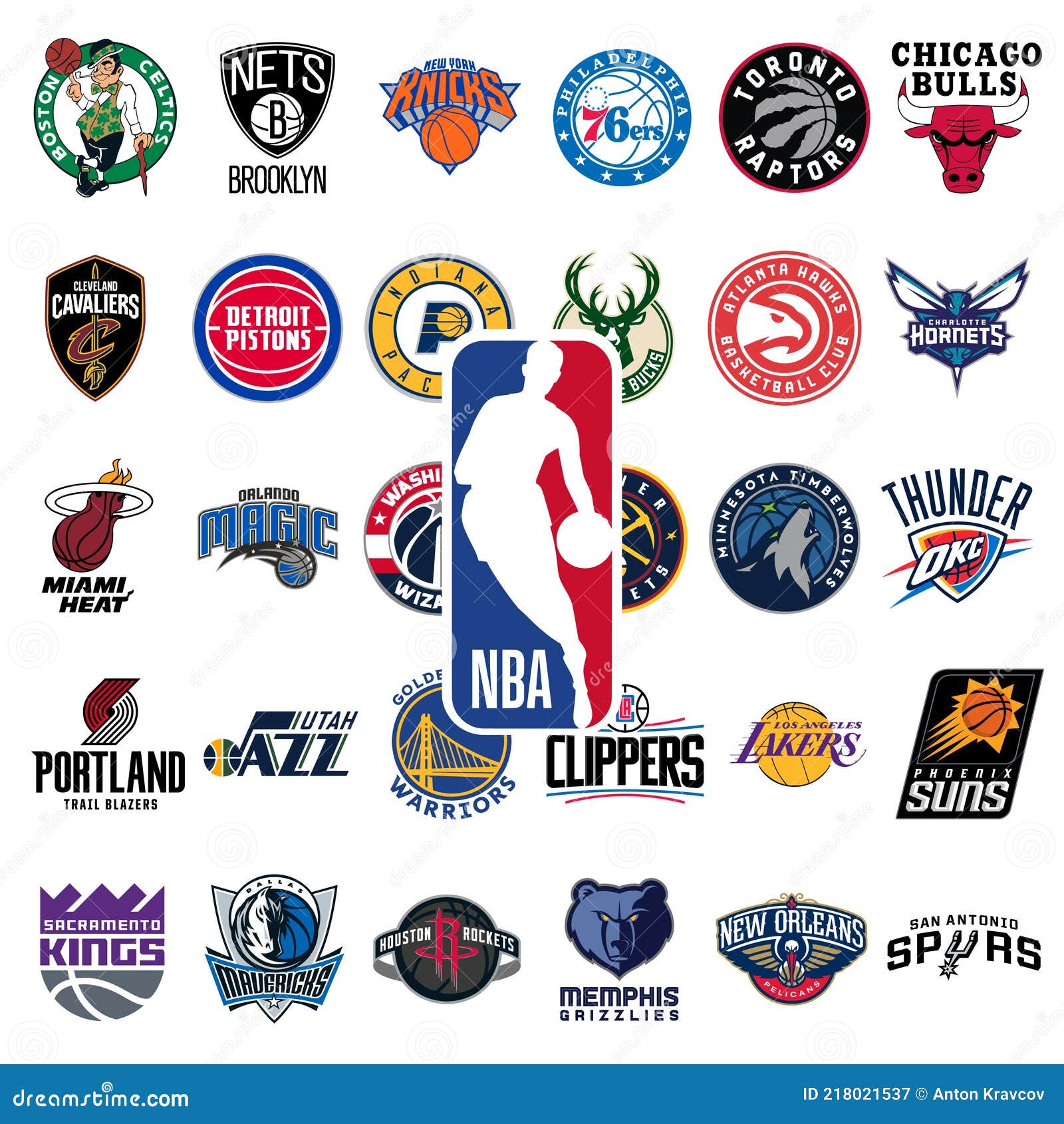 Logo De Todos Los Equipos De La Asociación Nacional De Baloncesto.  Fotografía editorial - Ilustración de concepto, profesional: 218021537