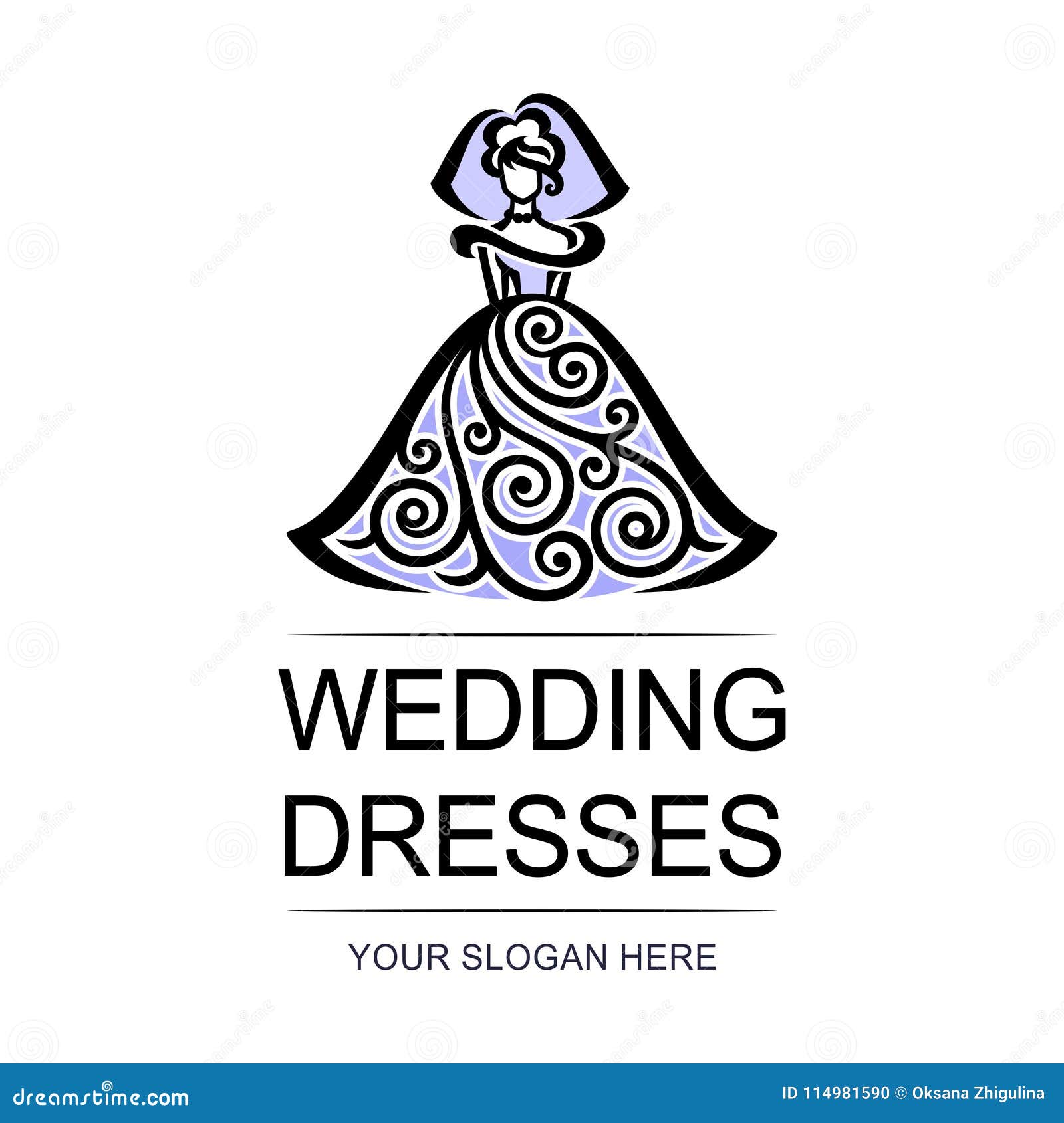 Logo De Vecteur Robes De Mariage Illustration Avec La Jeune