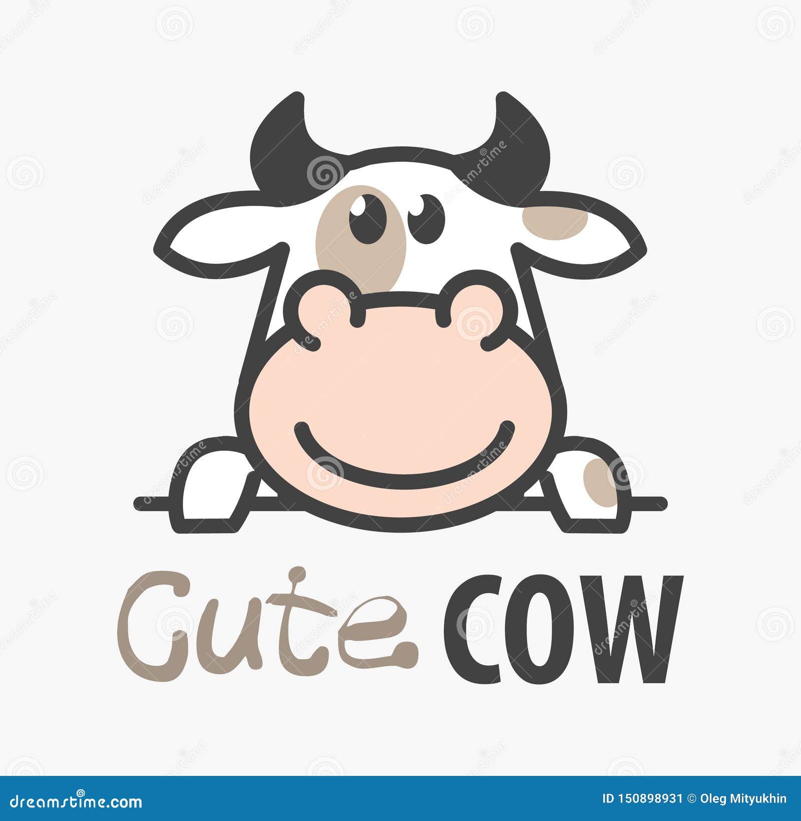 Logo De Vecteur De Vache De Sourire Drole A Bande Dessinee De Ute Calibre Humoristique Moderne De Logo Avec L Image Du Taureau L Illustration De Vecteur Illustration Du Barbecue Vache