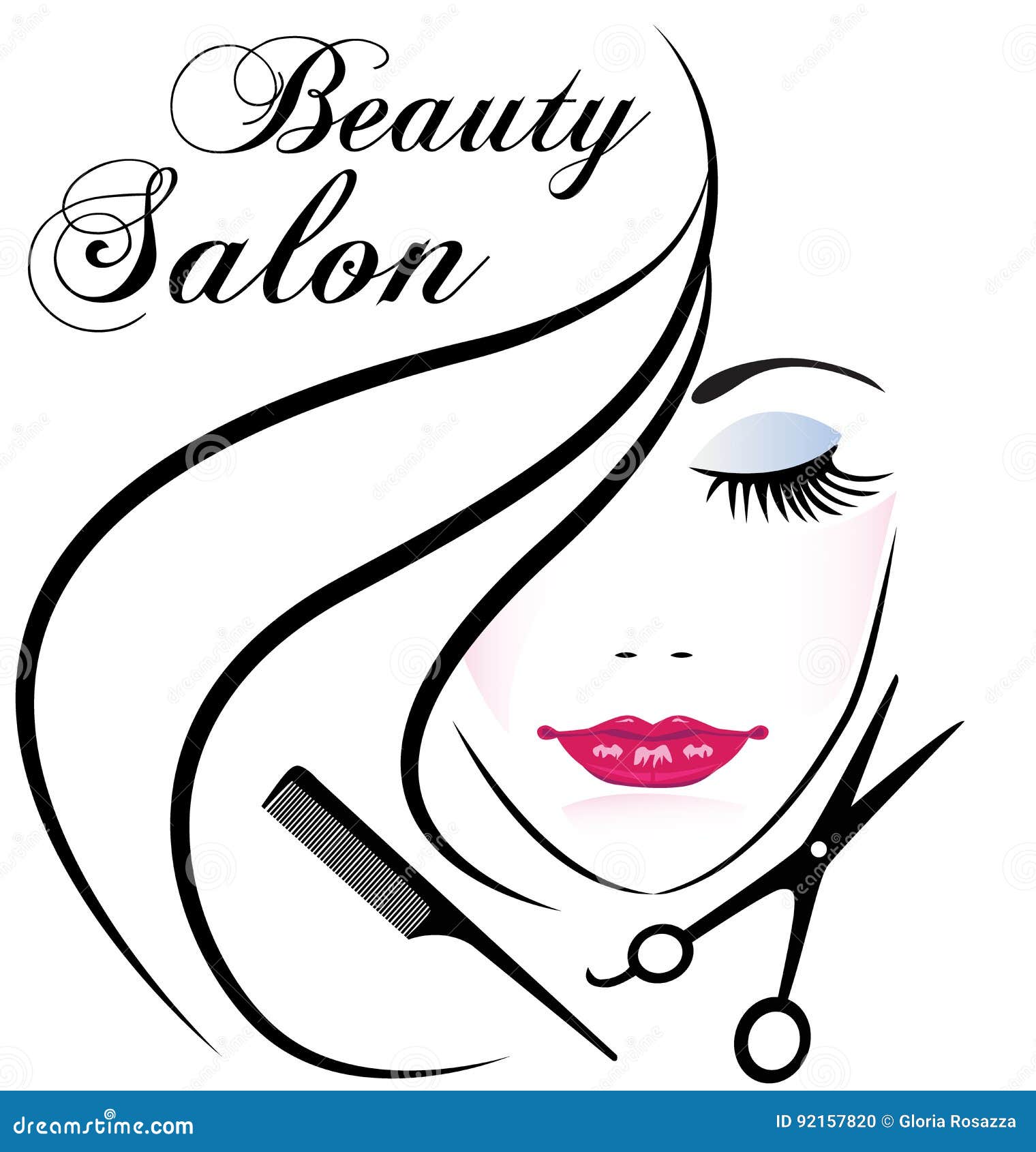 Logo De Visage De Cheveux De Femme De Salon De Beauté Joli Illustration De Vecteur 