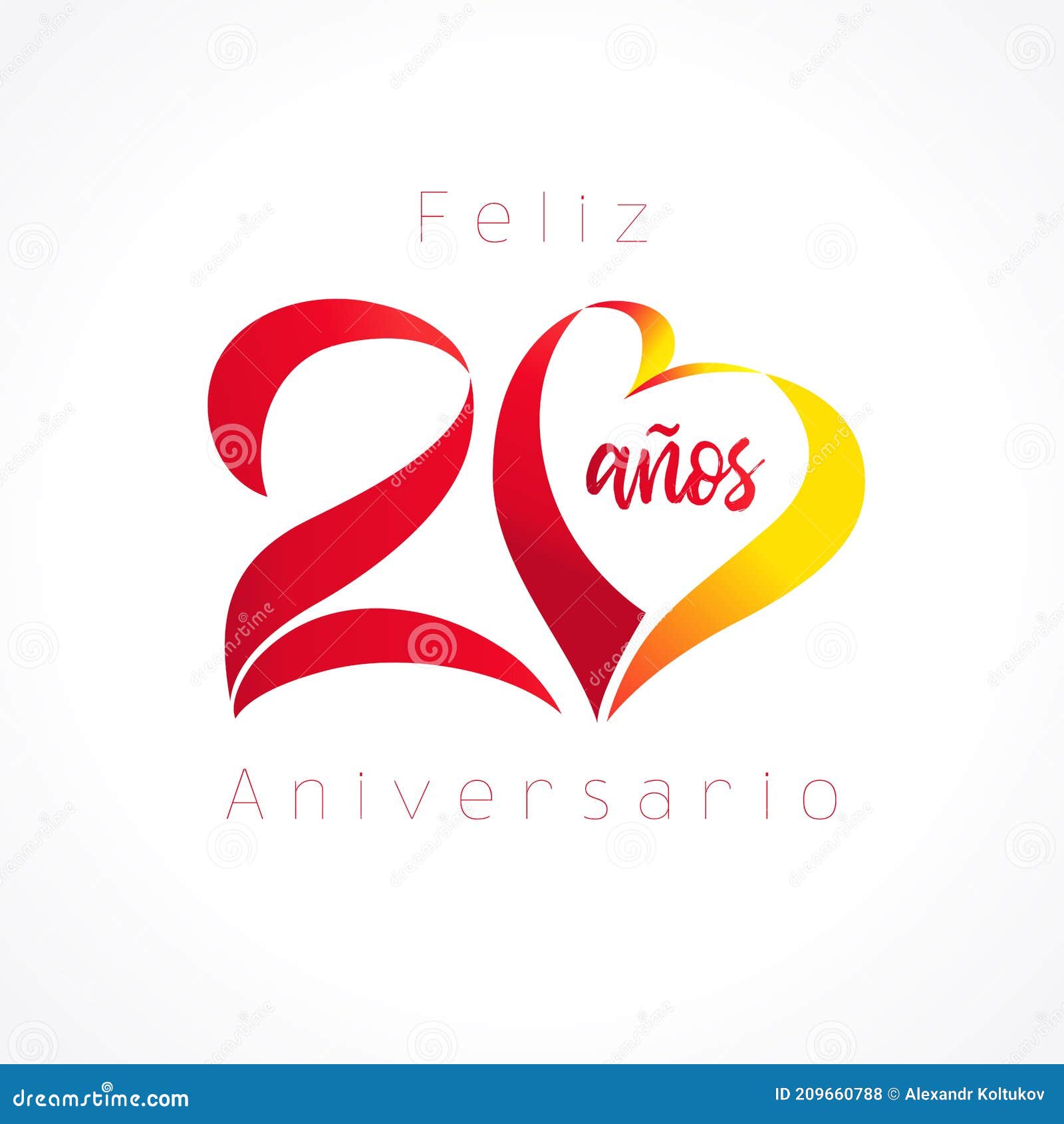 Logo Del 20 Aniversario Del Corazón Español Ilustración del Vector -  Ilustración de indicador, amarillo: 209660788