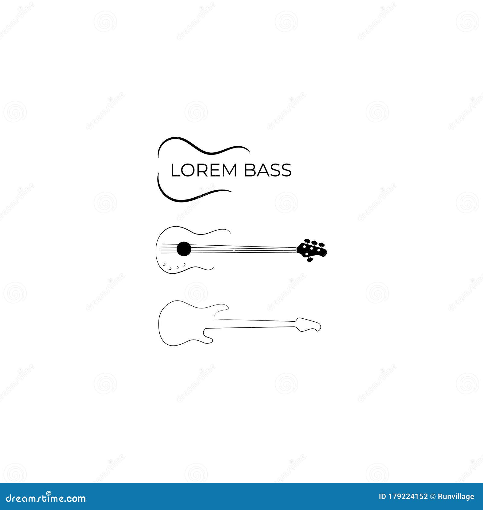Logo Design about Bass Guitar Player with Bass Illustration in Vector