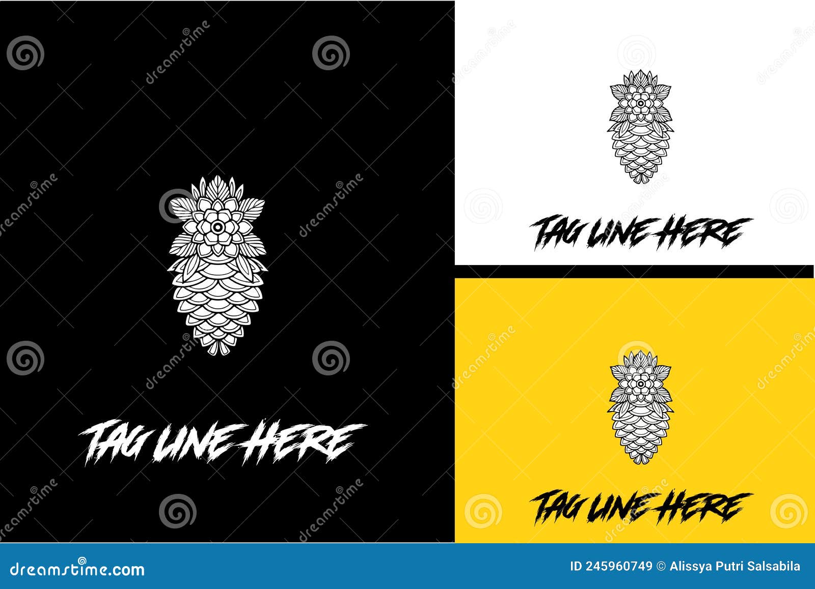 Logo Design of Flower Vintage Vector Black and White Stock Vector