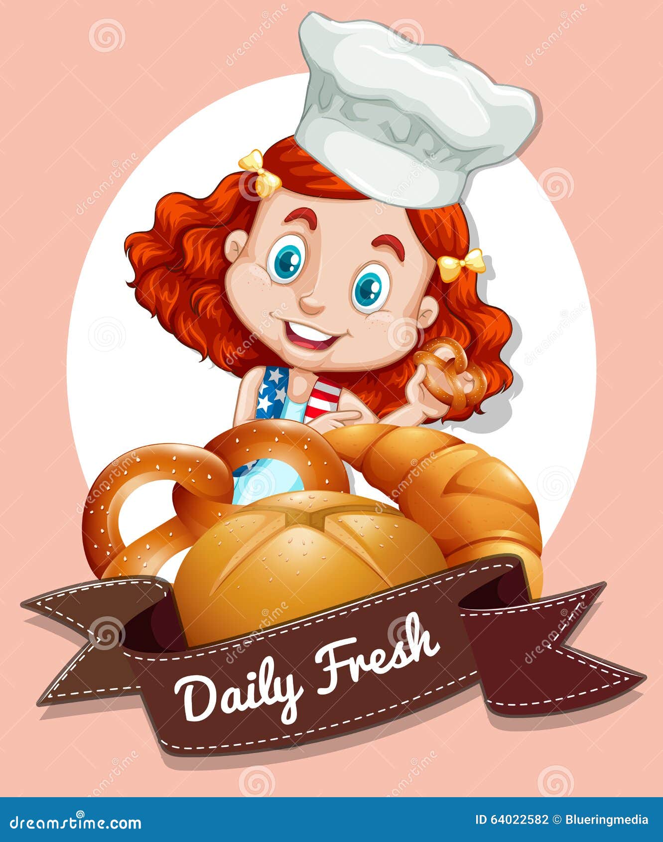 Logo Design with Girl and Bakery Stock Vector Illustration of youth