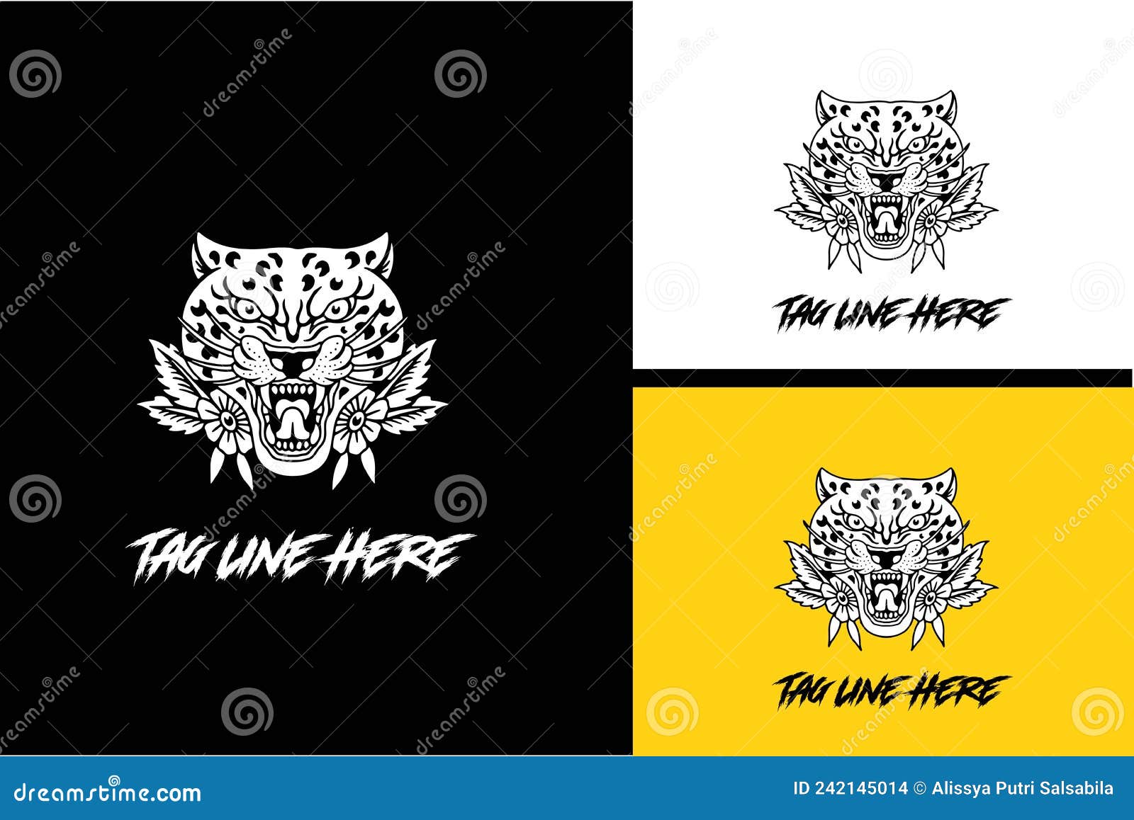 Logo Design Head of Cheeta Black and White Vector Illustration Stock ...