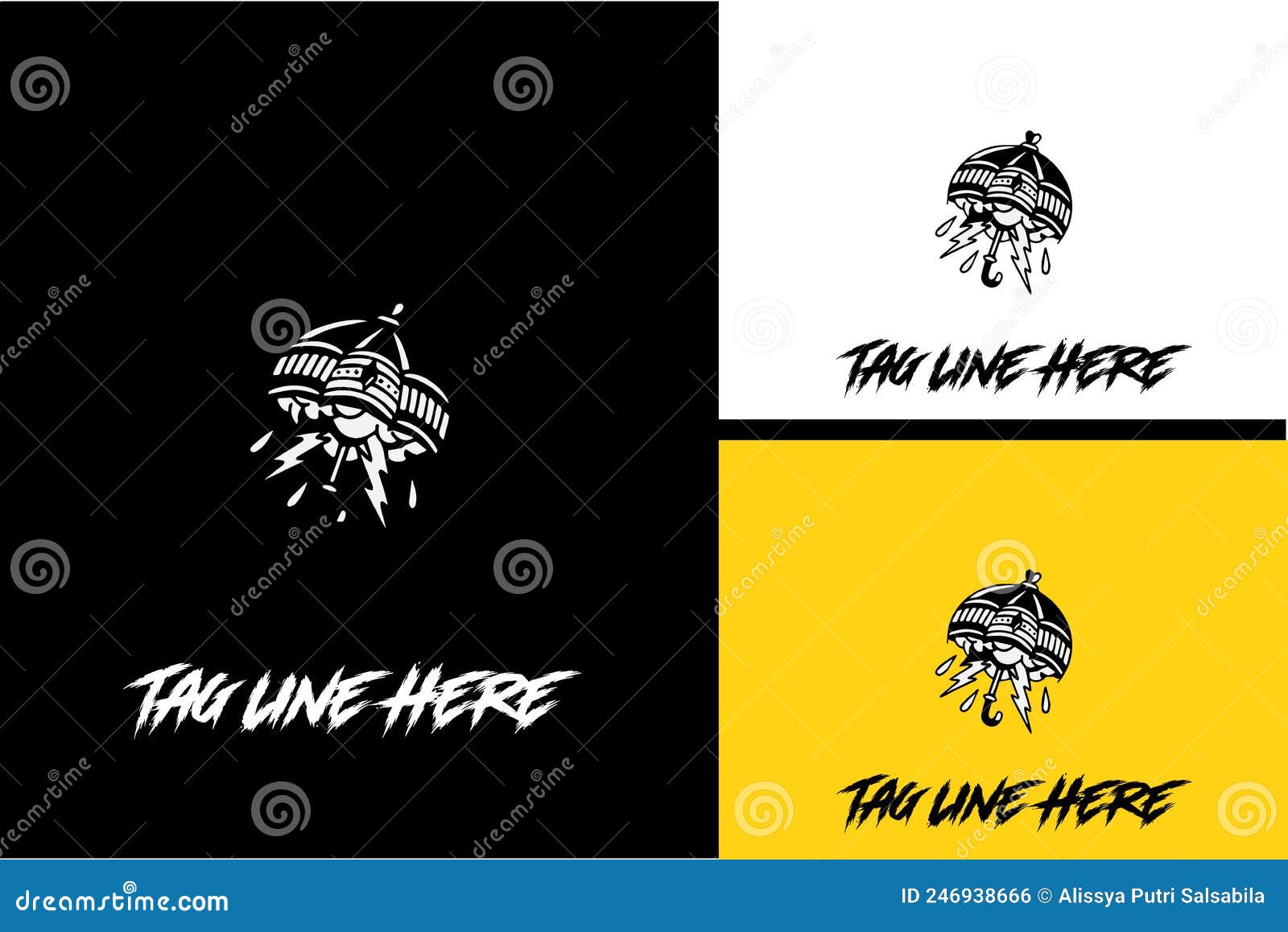 Logo Design of Umbrella Vector Black and White Stock Vector