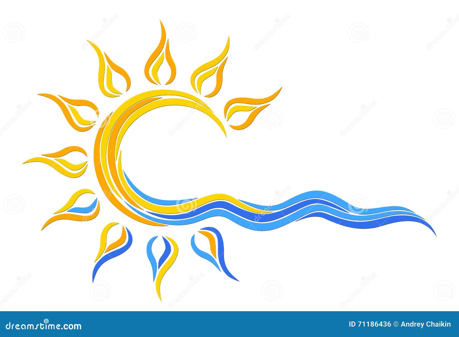 Logo di Sun nel mare illustrazione vettoriale. Illustrazione di oceano