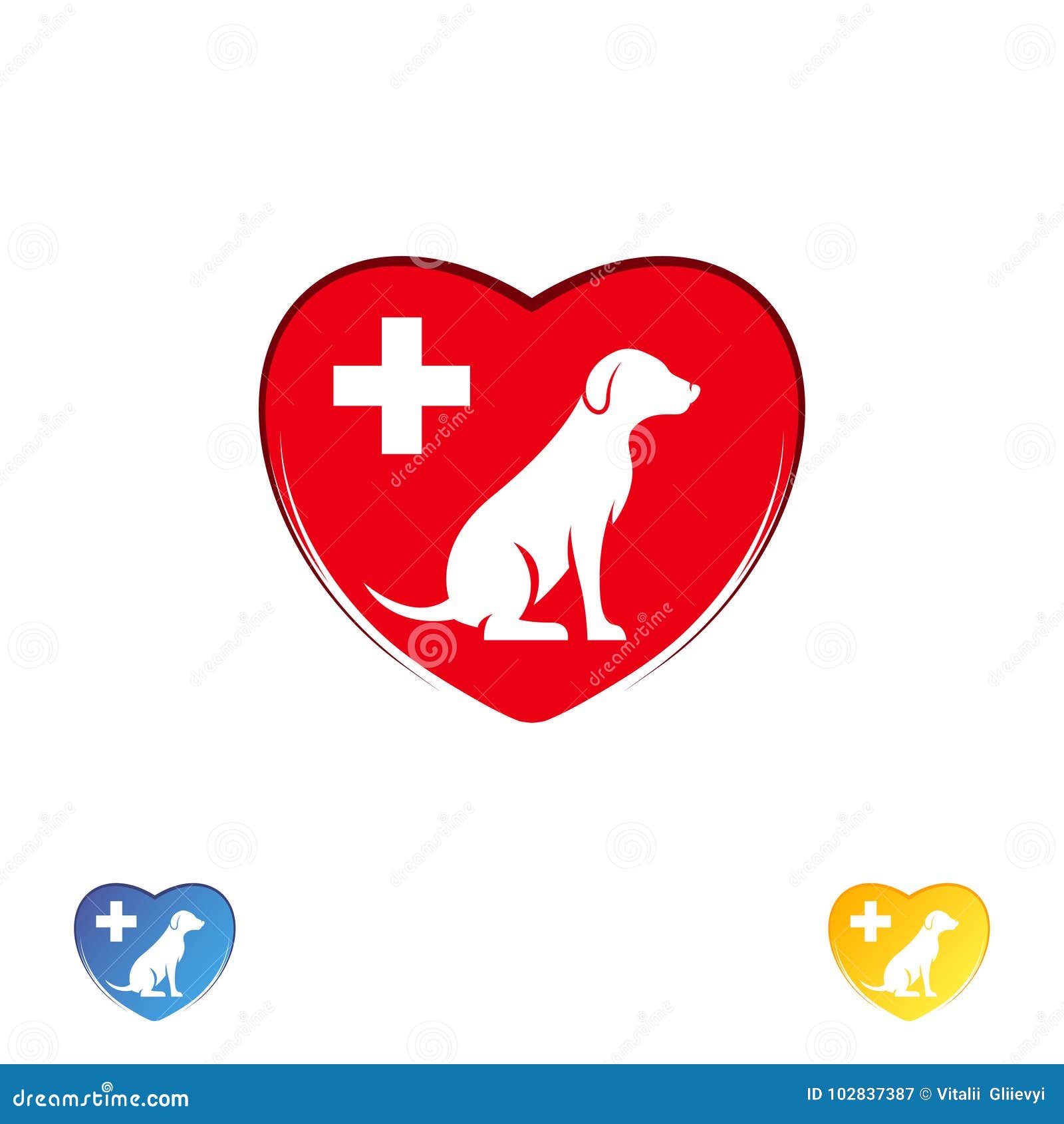 Logo Dog in the Heart. Dog Logo Abstract Design Template Stock Vector