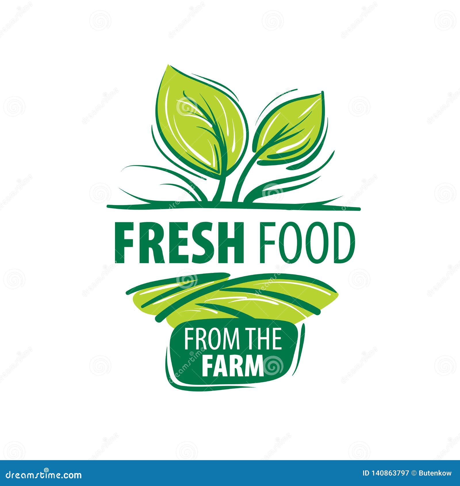 Logo Fresh Food from the Farm. Vector Illustration on White Background
