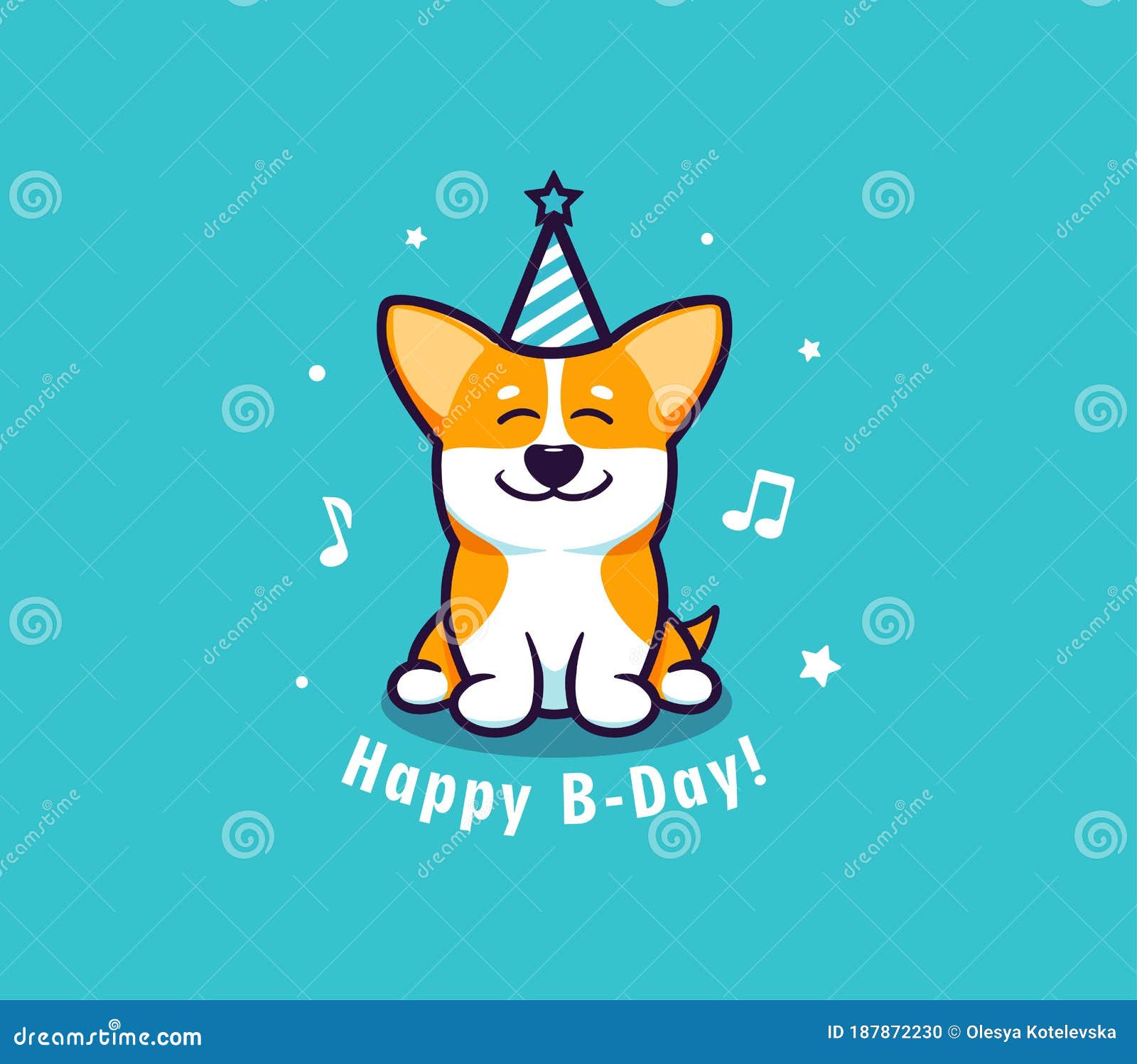 The Logo Happy Birthday with Dog. Logotype with Funny Corgi and Lettering  Phrase Stock Vector - Illustration of blue, print: 187872230