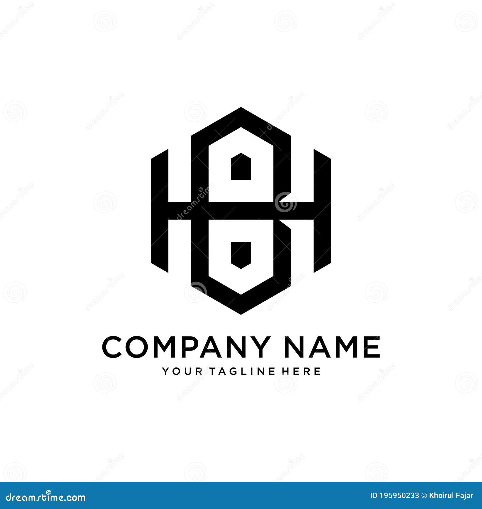Logo HB or BH Hexagon, Simple Modern Icon Initial with Shape Hexagonal ...