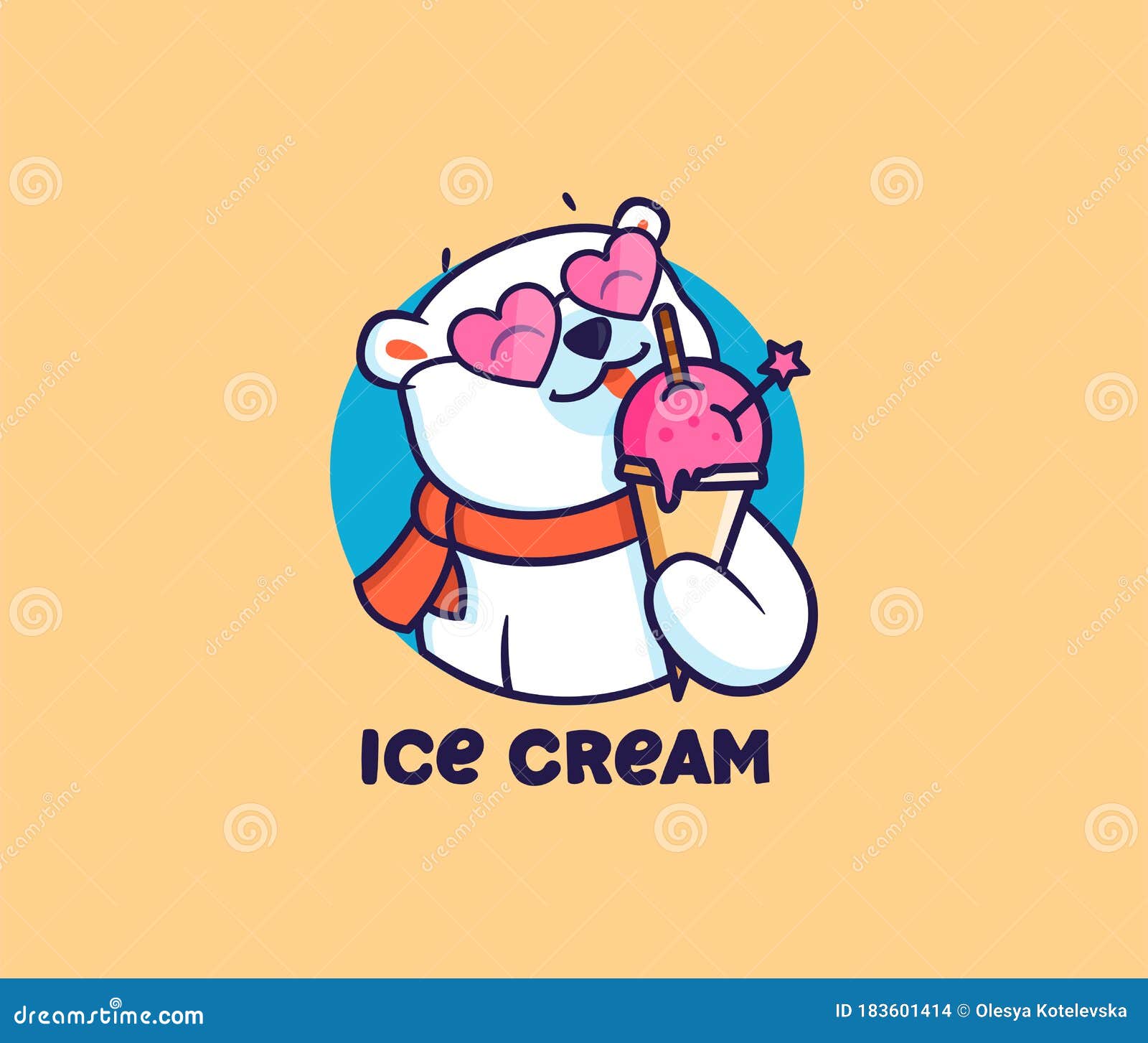 Cute Polar Bear Eating Ice Cream Cone Cartoon - Cute Polar Bear Eating Ice  Cream Cone - T-Shirt