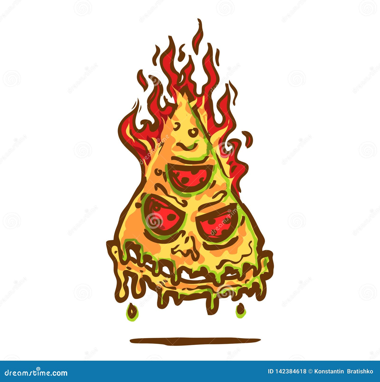 Logo HELL PIZZA in fire stock illustration. Illustration of character ...