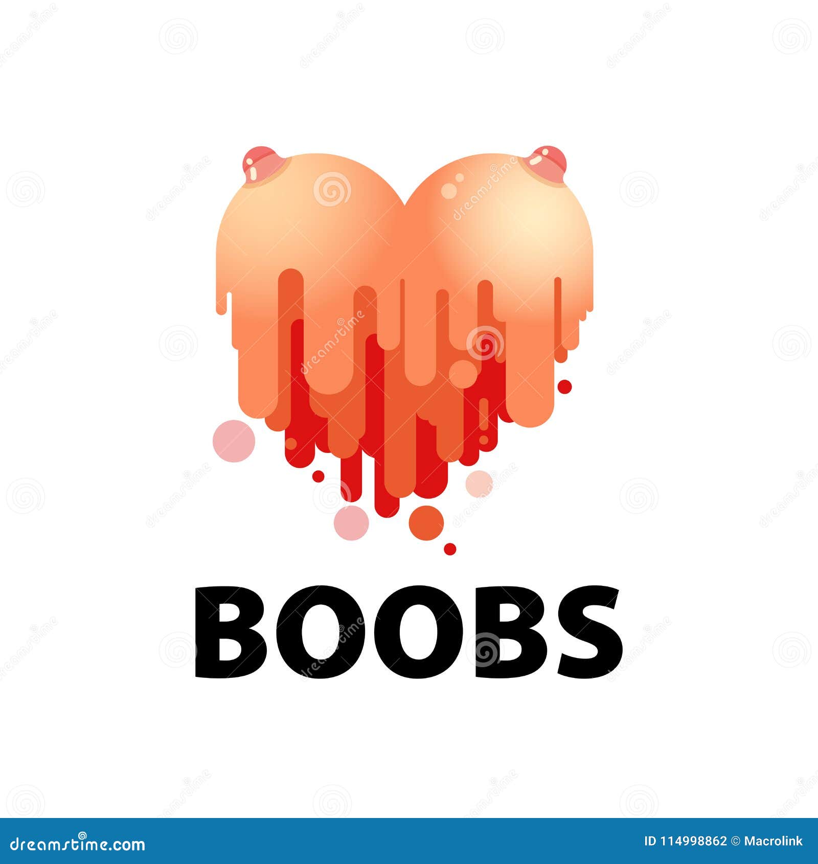 Logo with Hot Boobs for Company Making Adult Content - Emblem for Sex Shop or Web Site Isolated on White