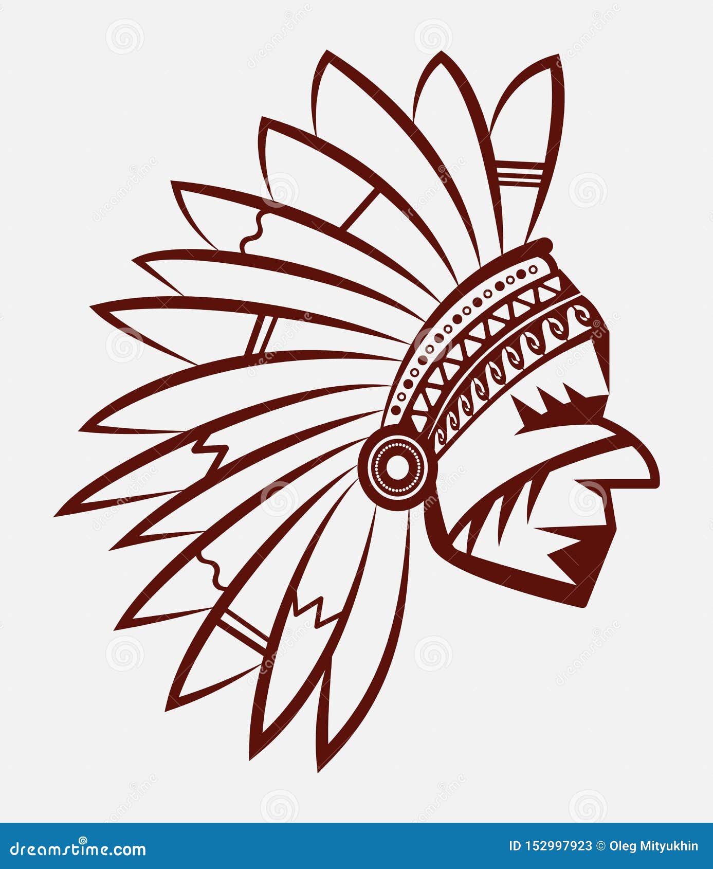 Logo Or Icon Of Man Native American Indian Chief In A National