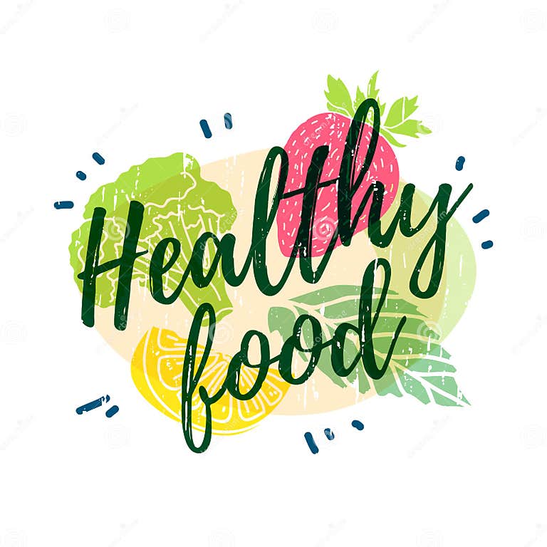 Logo, Icon, Poster Healthy Food Brochure. the Decor of the Silhouettes ...