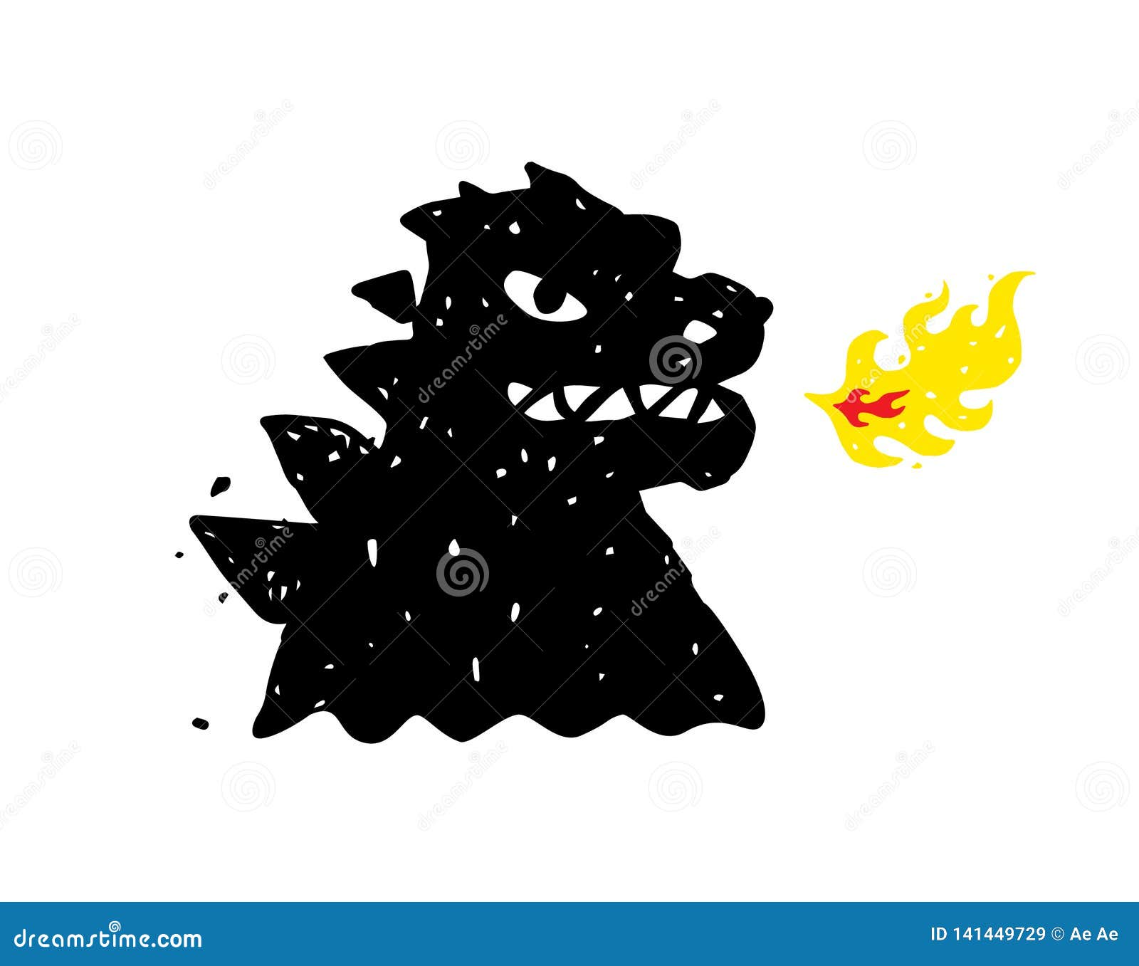 Logo, Illustration Of Godzilla, Dragon. Vector Flat Logo. Image Is ...