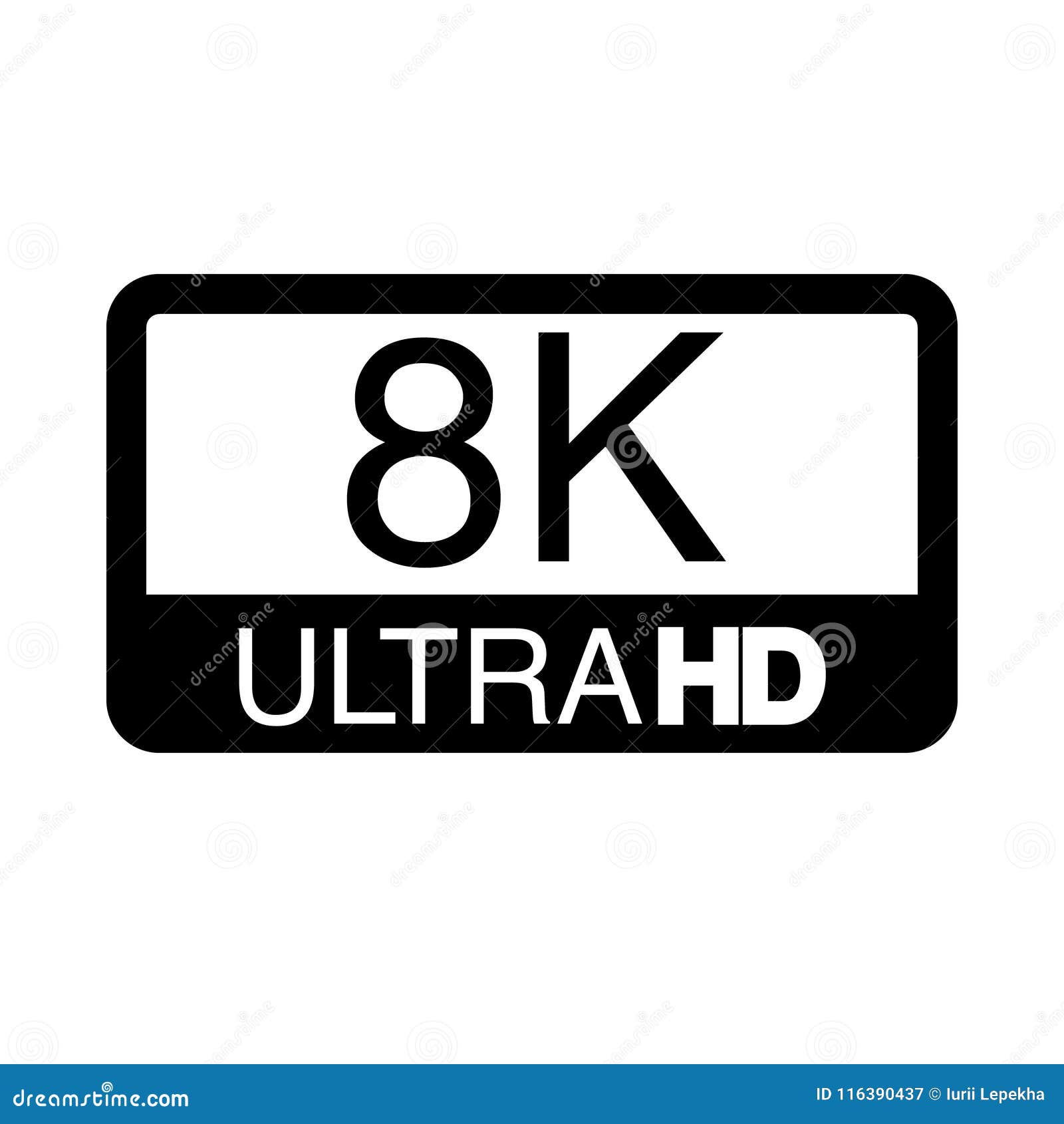 Logo 8K Ultra HD. Vector Illustration of 8K Video. Stock Illustration