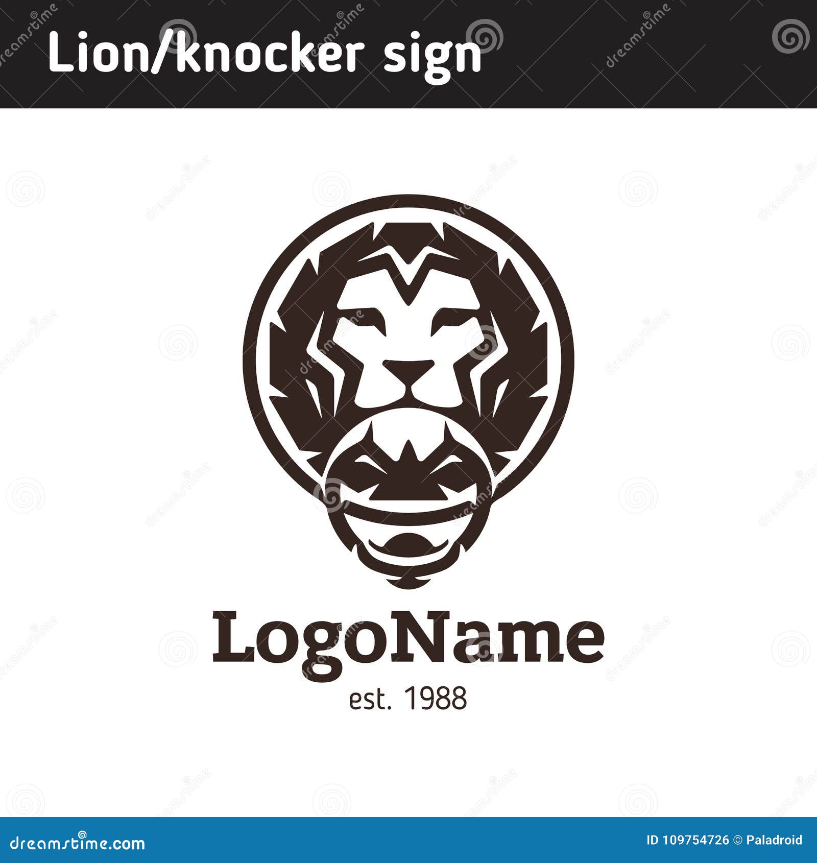 Logo Knocker In The Form Of A Lion`s Head Vector Illustration
