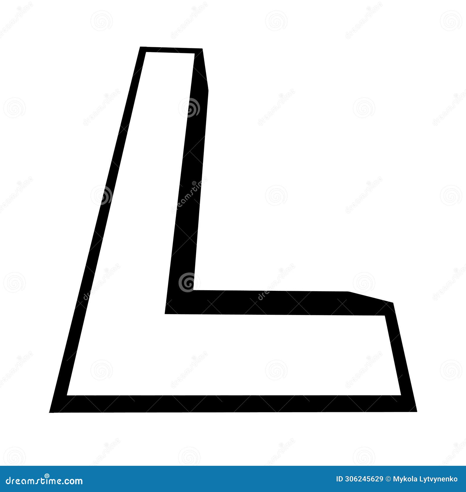 Logo Letter L Tall Slender Font Letter L Perspective Height Stock
