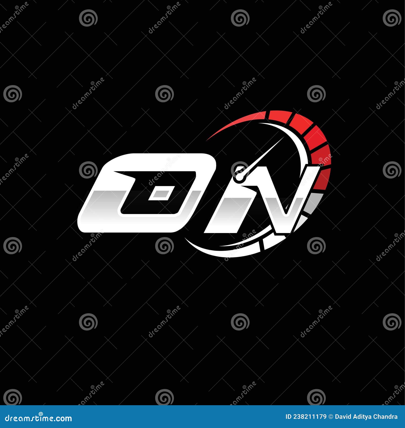 On Logo Letter Speed Meter Racing Style Stock Vector Illustration of