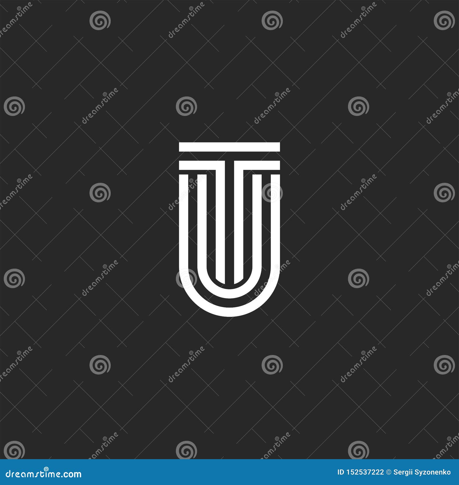 logo letters tu or ut initials monogram, two letters t and u together, creative typography  