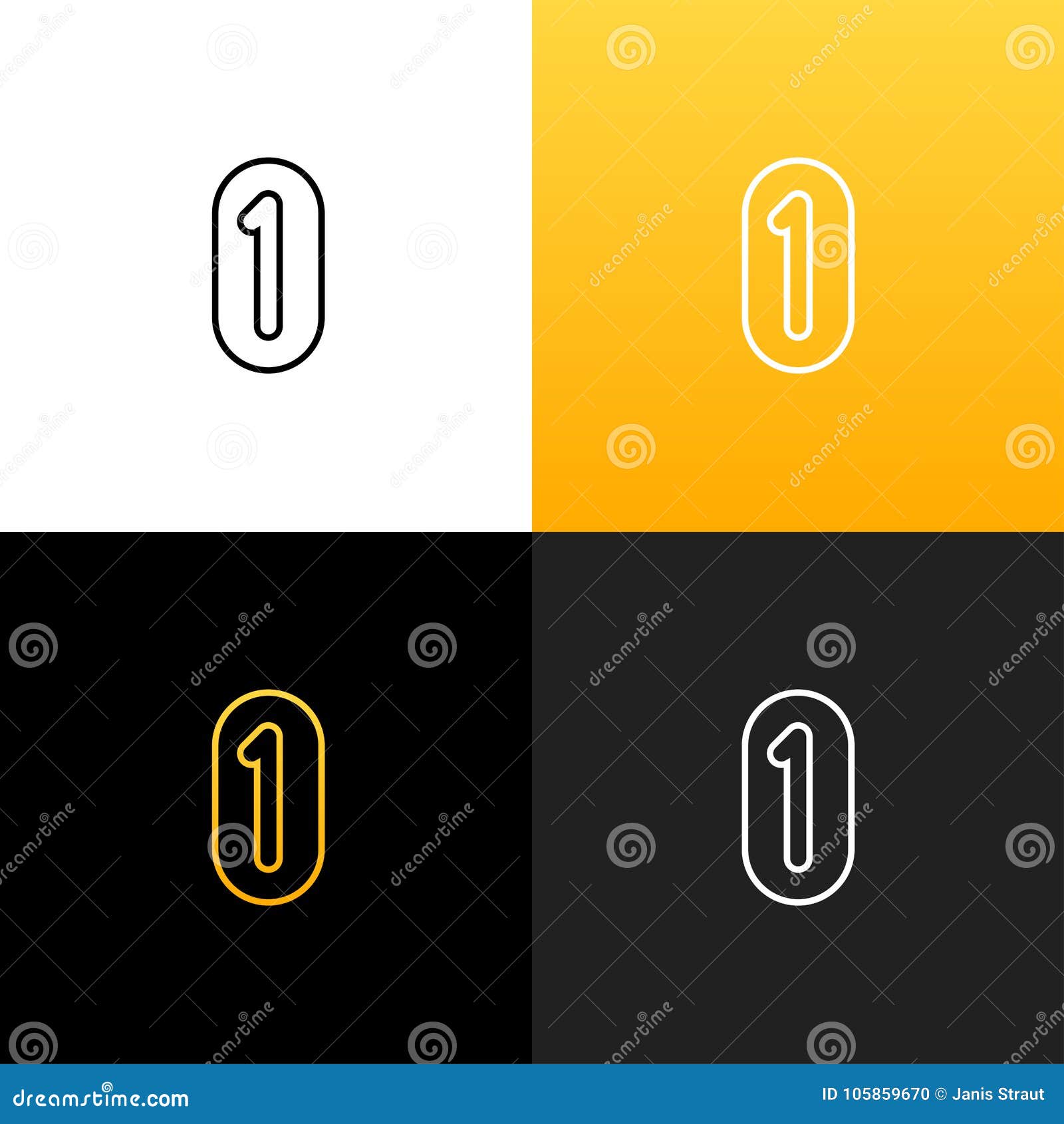 Logo 1 and 0. Linear Logo of the One and Zero for Companies and Brands ...