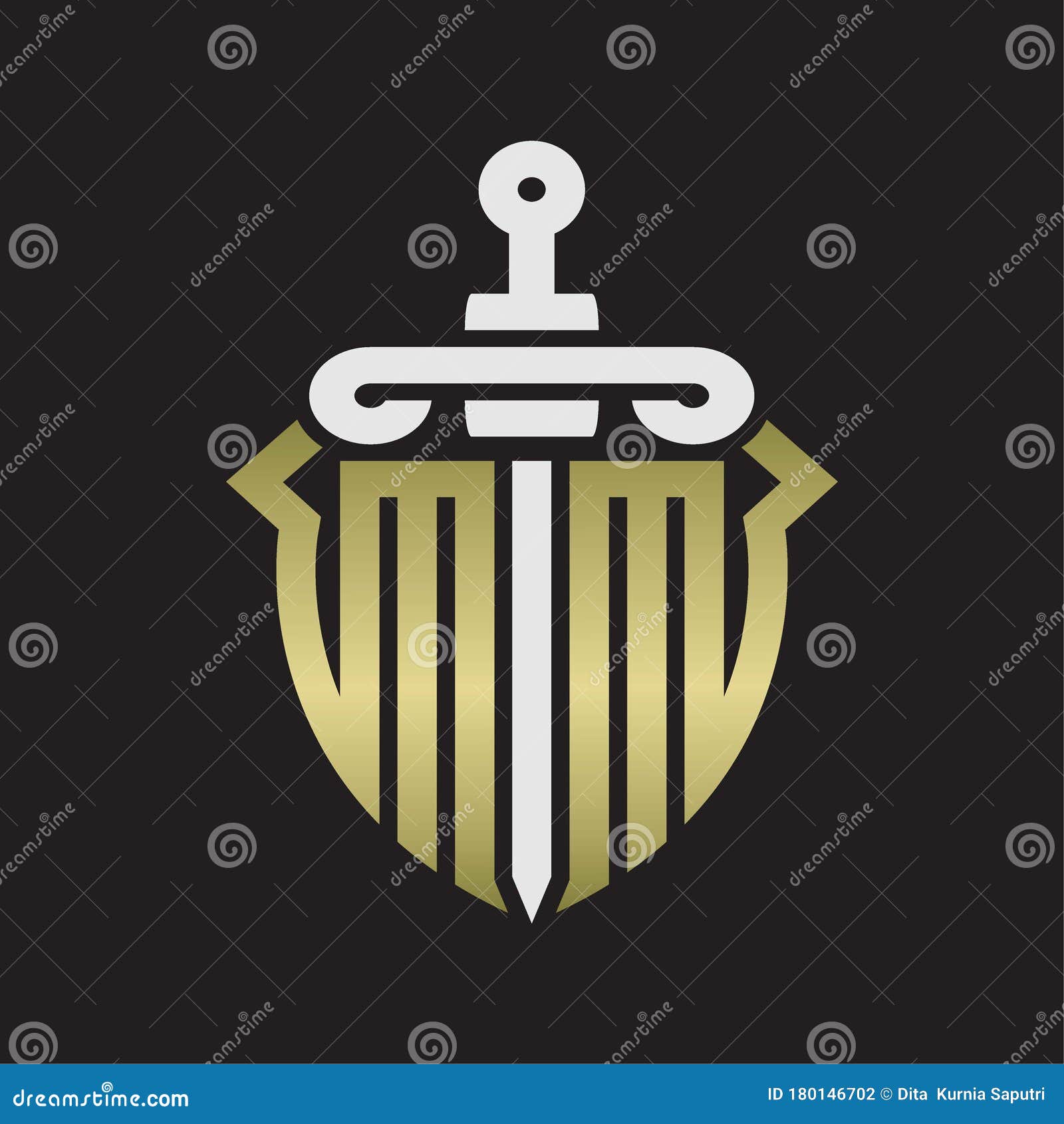 Initials mm logo monogram with shield Royalty Free Vector
