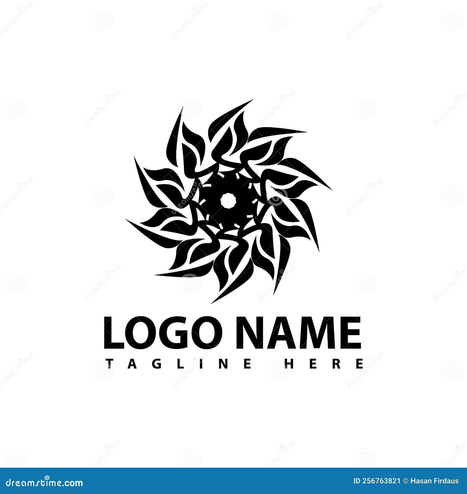 Logo Design Flower Black Vector Stock Illustration Illustration of
