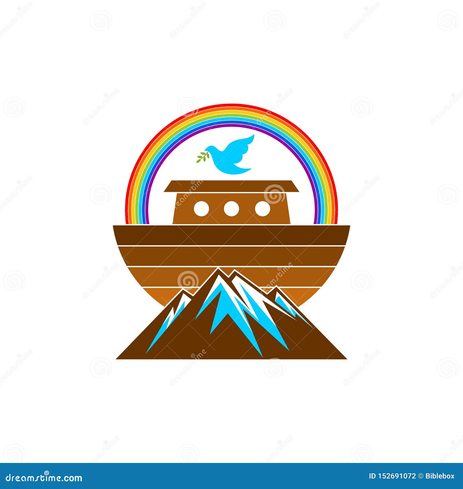 Logo Of Noah S Ark Rainbow A Symbol Of The Covenant Dove With A Branch Of Olive Ship To Rescue Animals And People Stock Vector Illustration Of Christ Evangelism